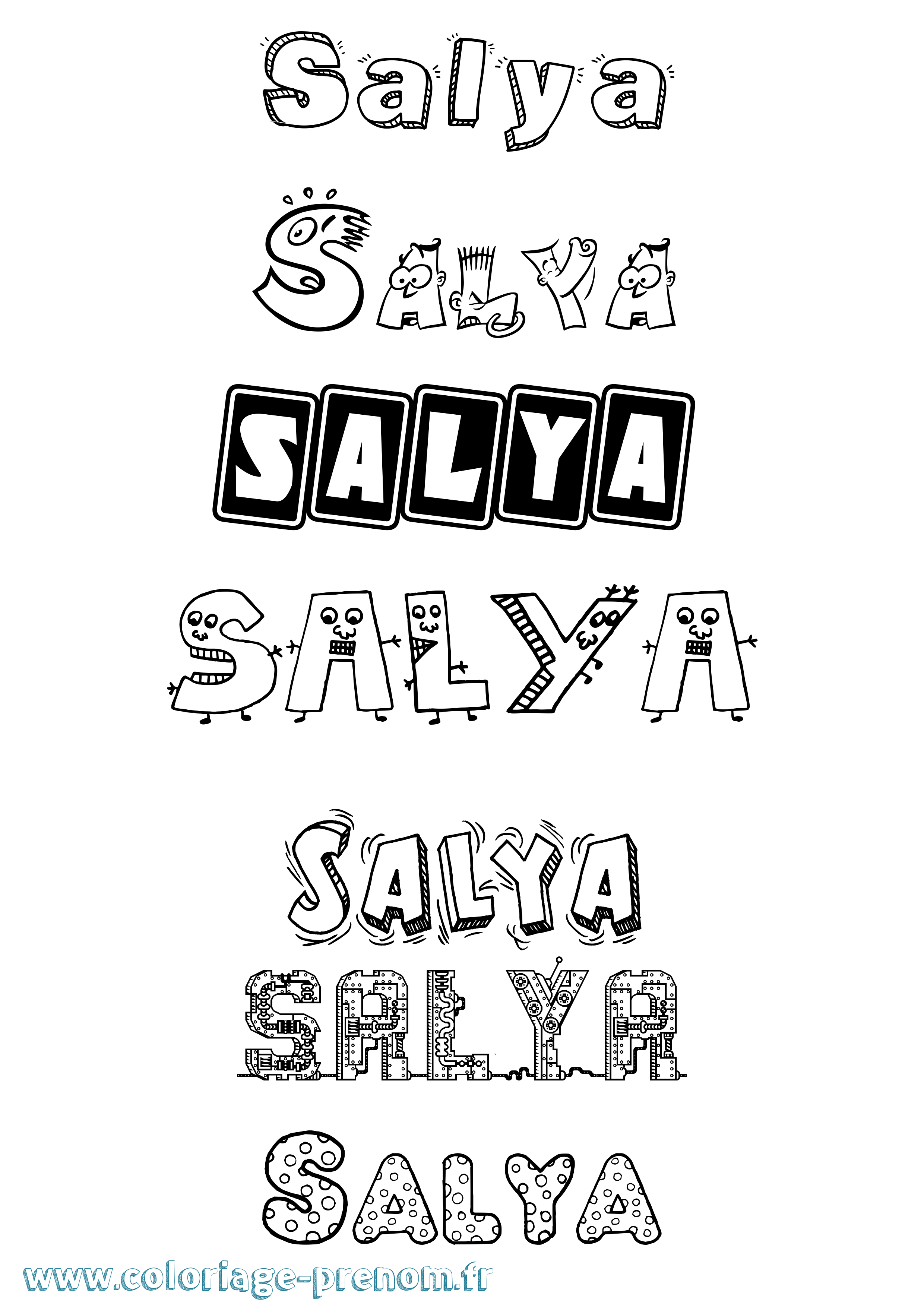 Coloriage Salya Fun Coloriage prénom Salya Fun