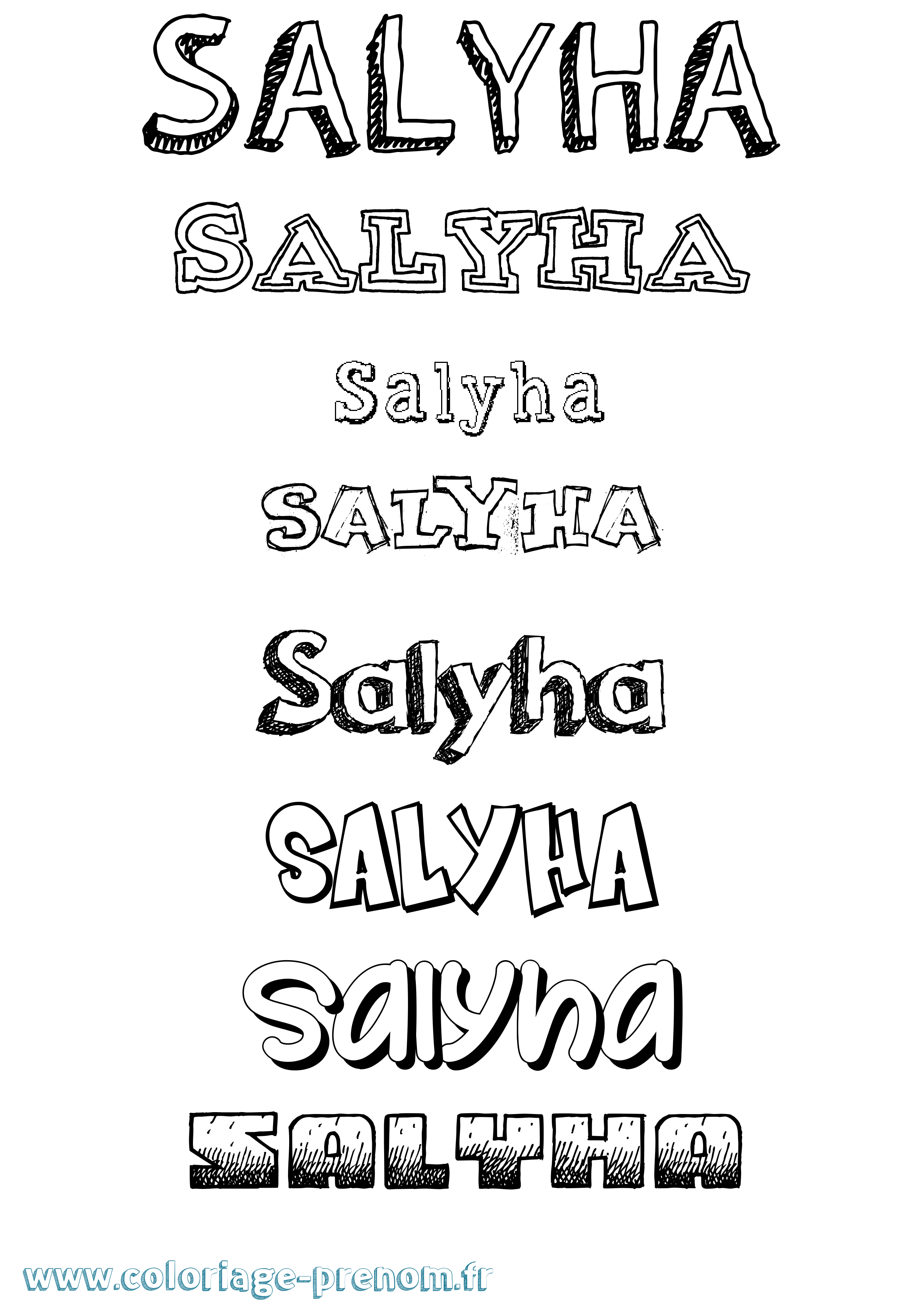 Coloriage Salyha Dessiné Coloriage prénom Salyha Dessiné
