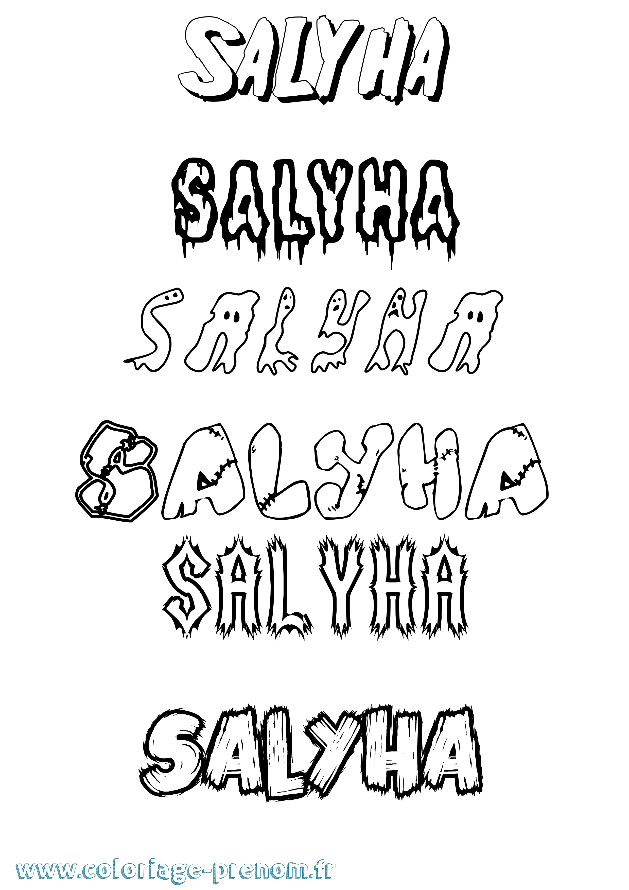 Coloriage Salyha Frisson Coloriage prénom Salyha Frisson
