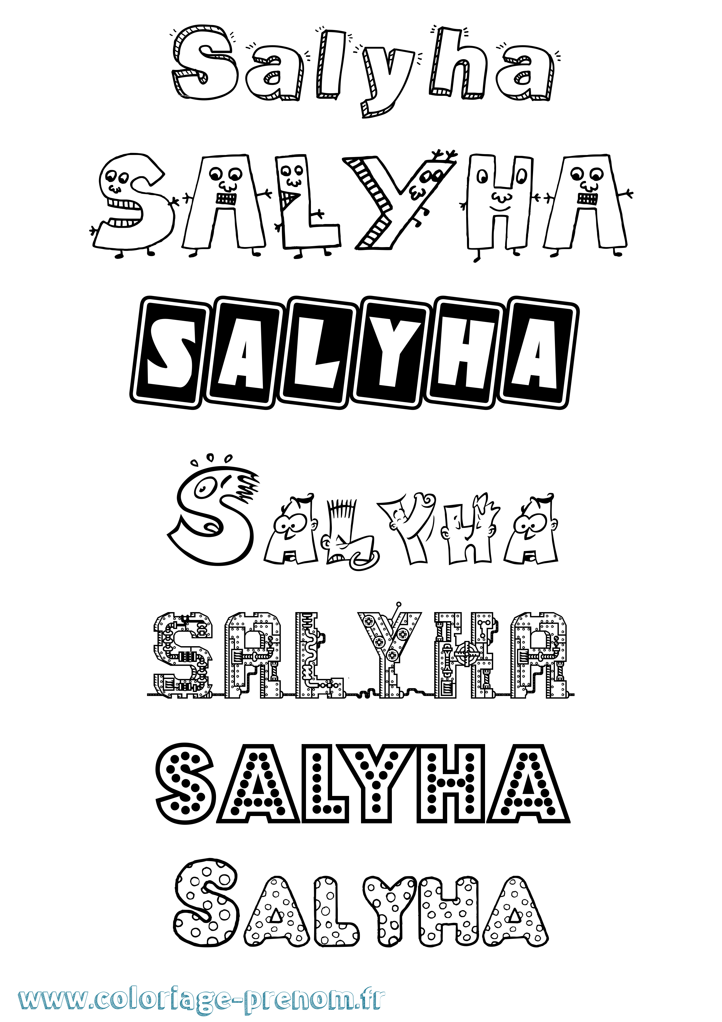 Coloriage Salyha Fun Coloriage prénom Salyha Fun