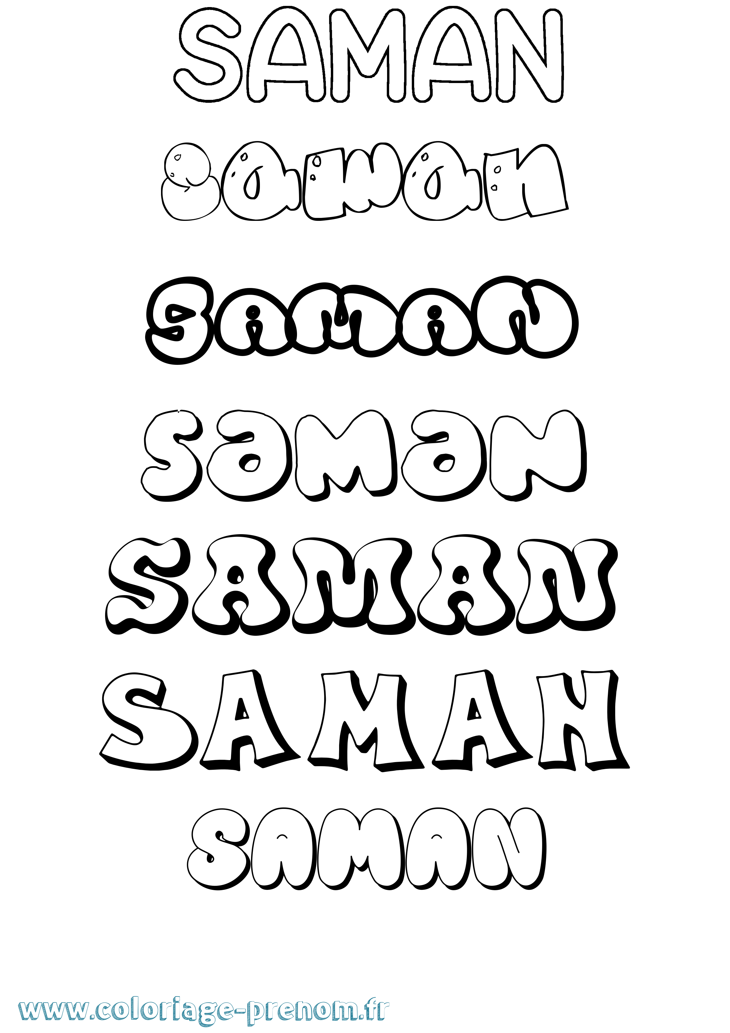 Coloriage Saman Bubble Coloriage prénom Saman Bubble