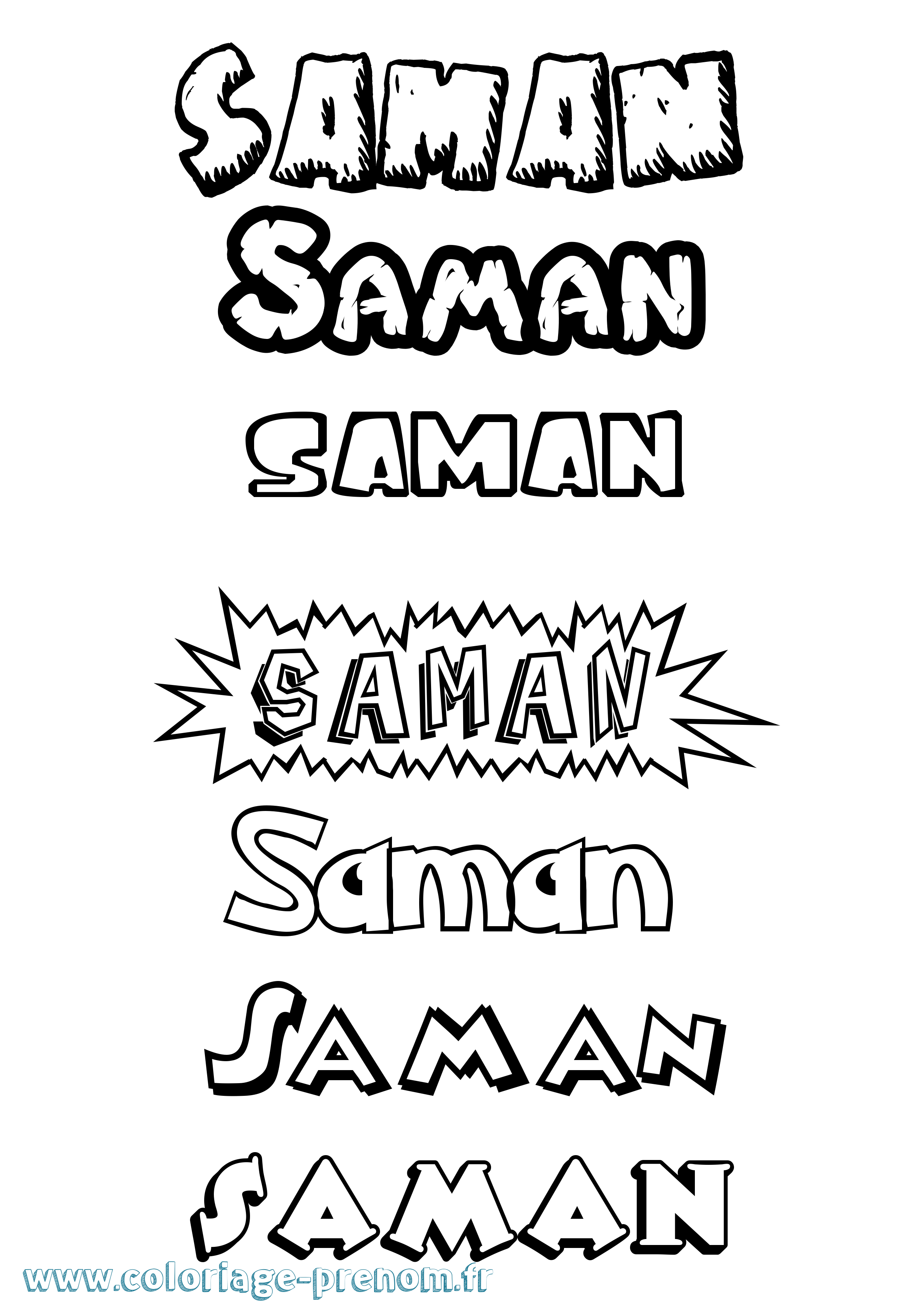 Coloriage Saman Dessin Animé Coloriage prénom Saman Dessin Animé