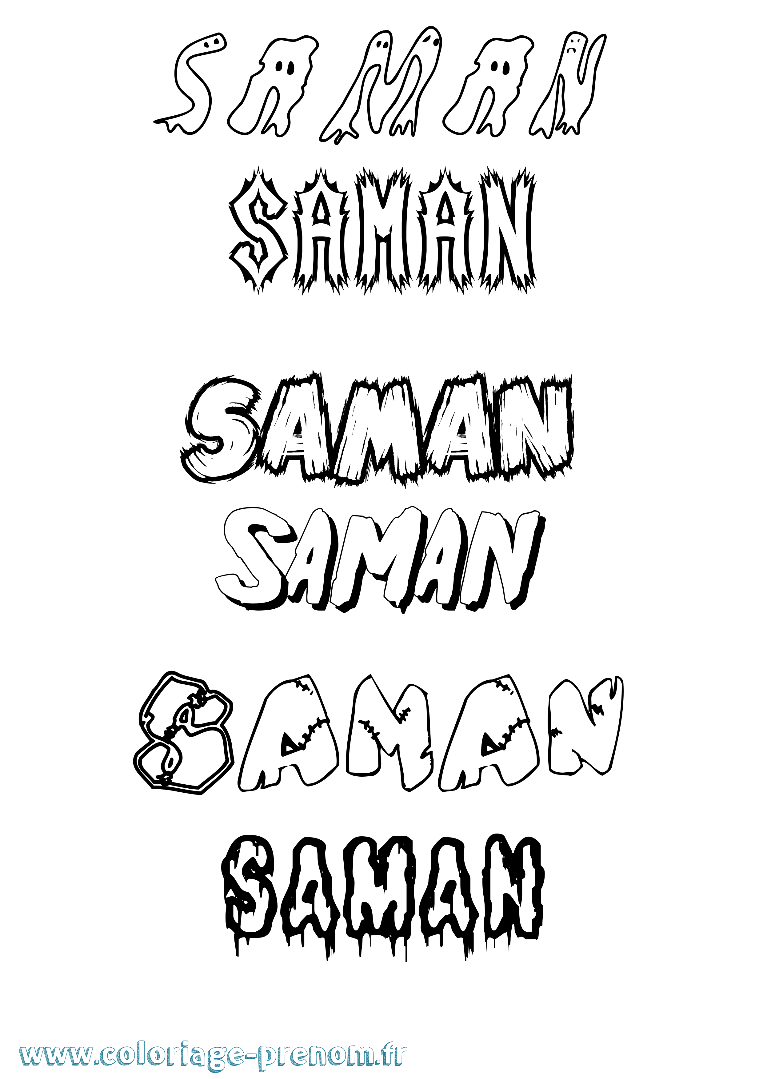 Coloriage Saman Frisson Coloriage prénom Saman Frisson