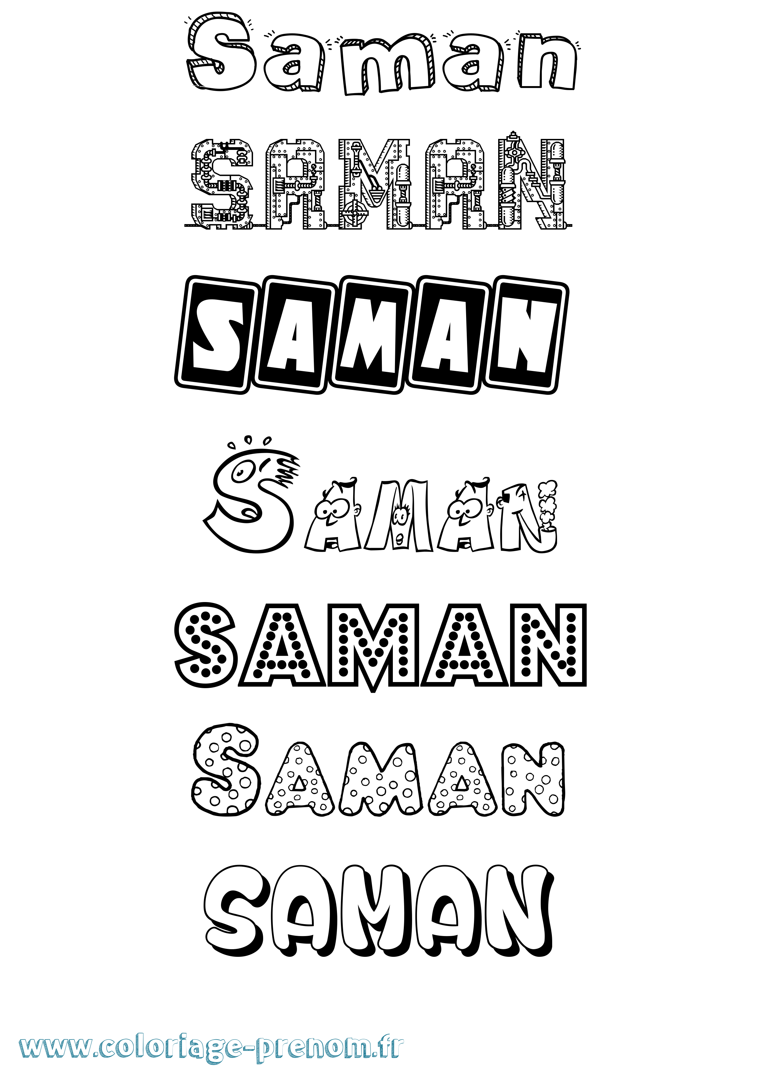 Coloriage Saman Fun Coloriage prénom Saman Fun