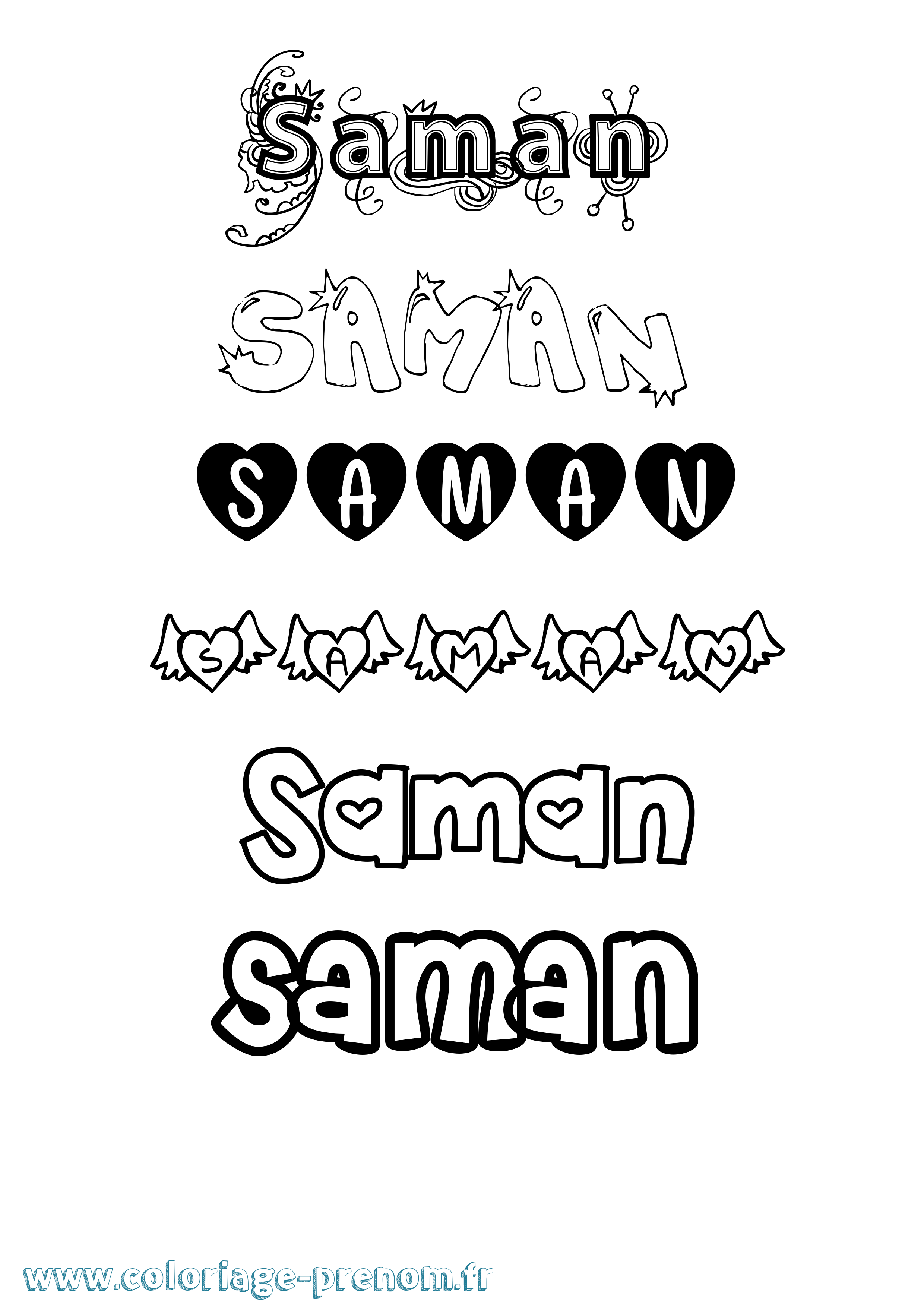 Coloriage Saman Girly Coloriage prénom Saman Girly