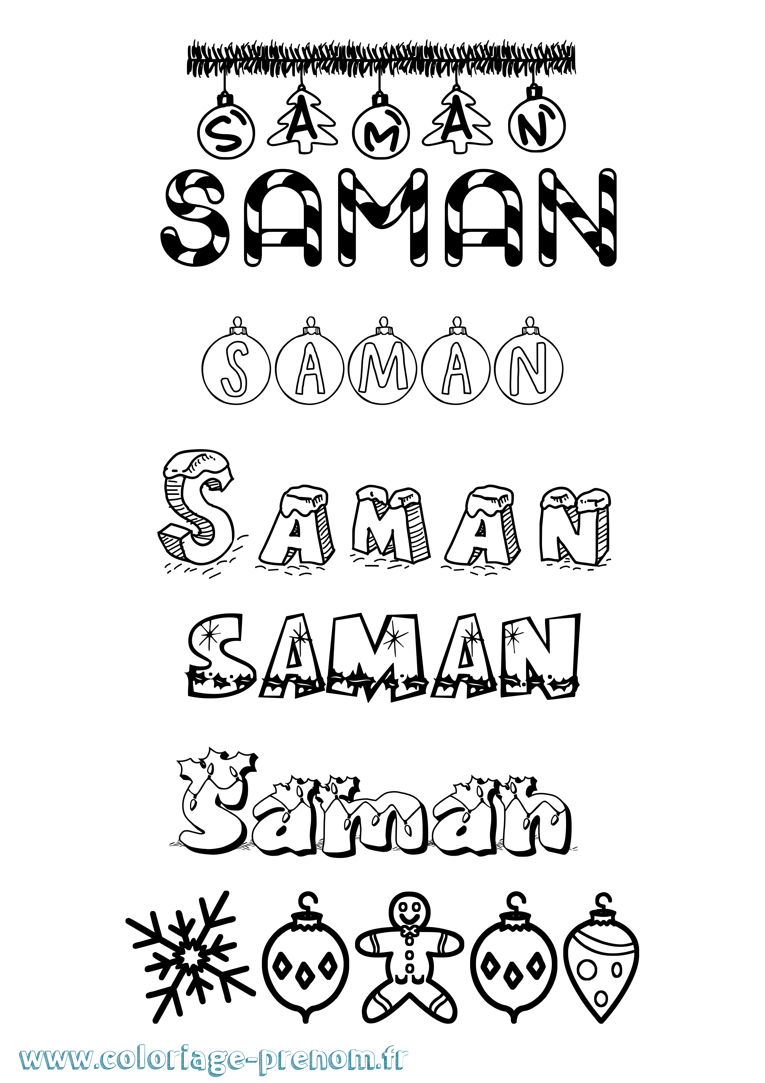 Coloriage Saman Noël Coloriage prénom Saman Noël