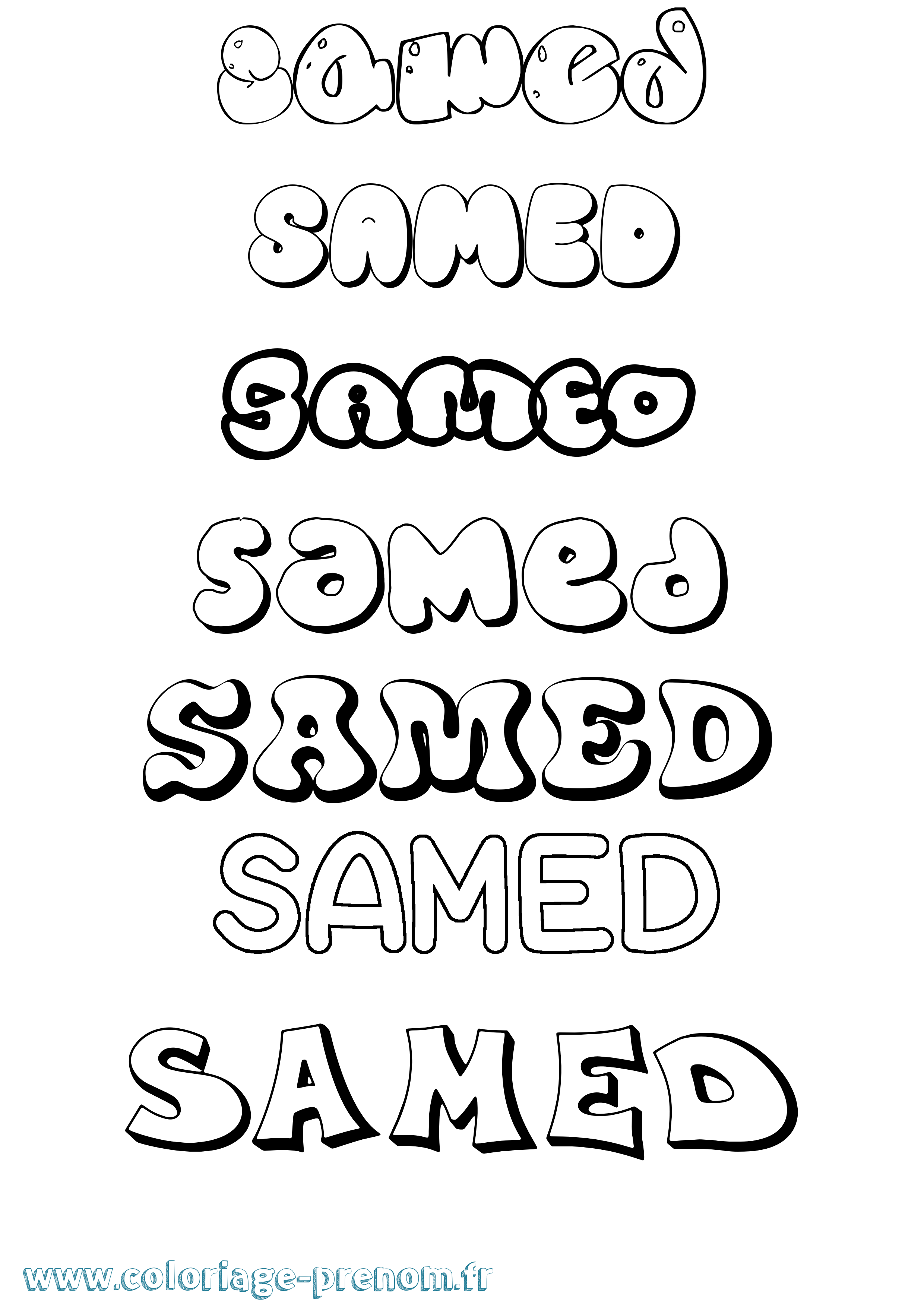 Coloriage Samed Bubble Coloriage prénom Samed Bubble