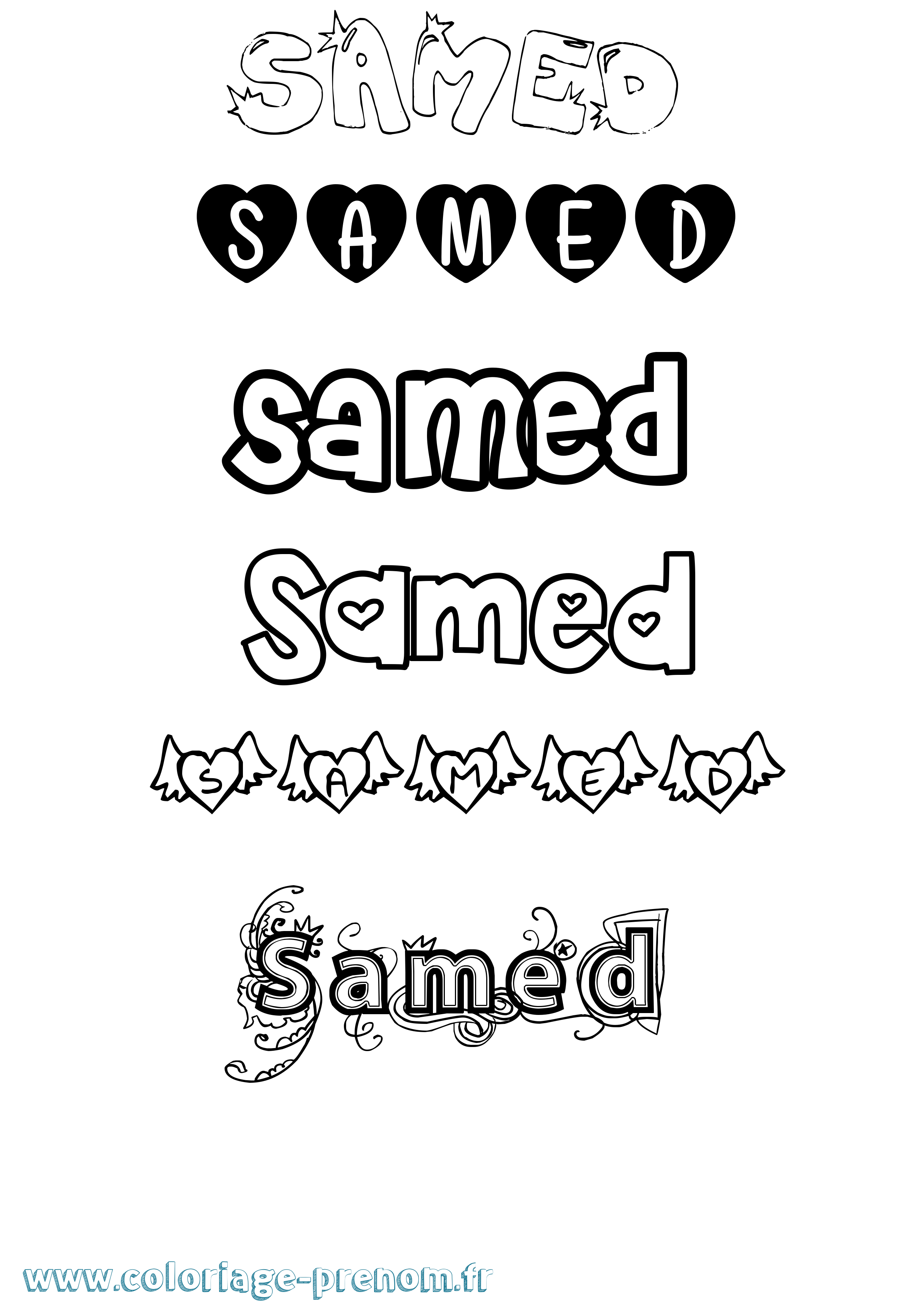 Coloriage Samed Girly Coloriage prénom Samed Girly
