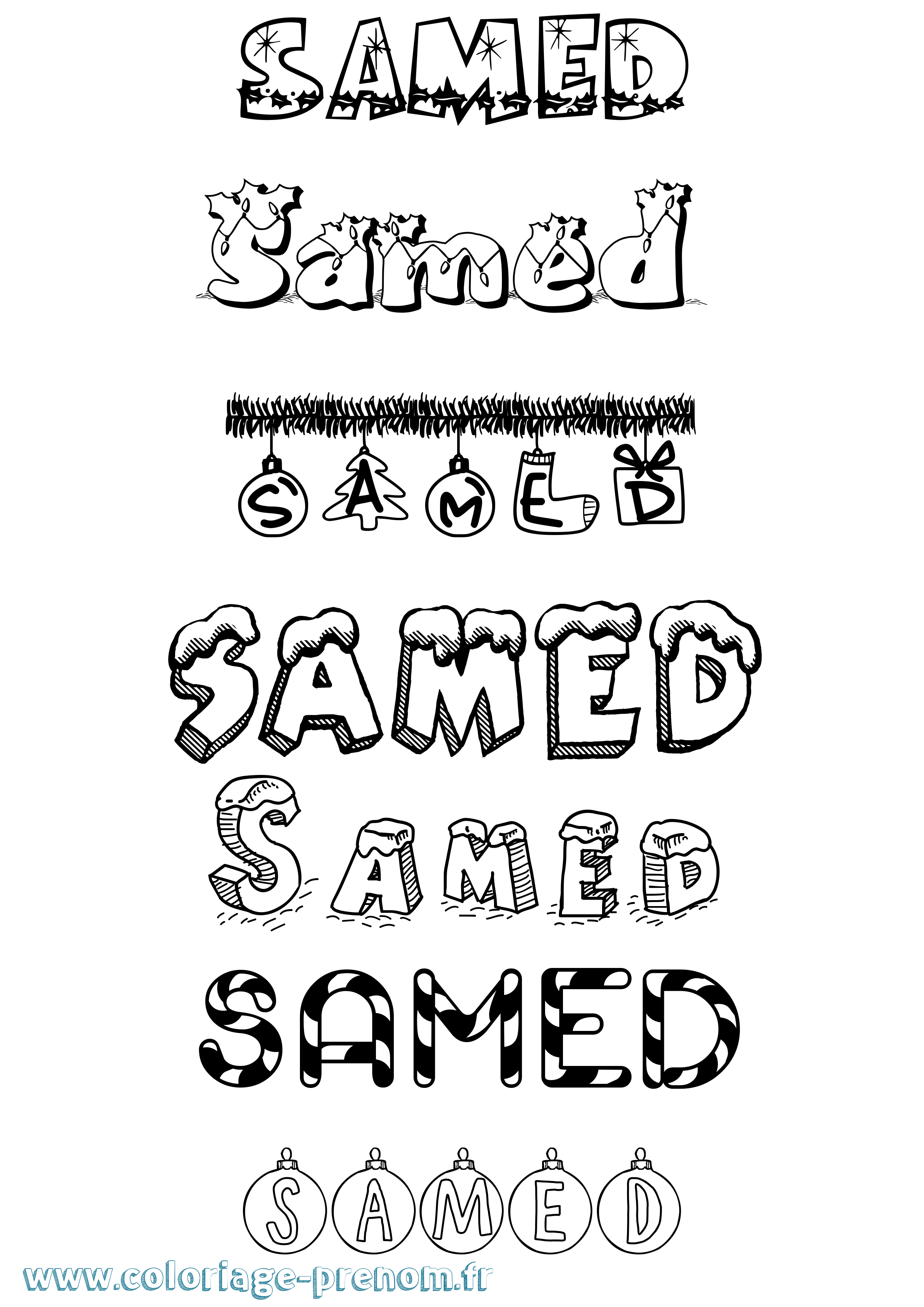 Coloriage Samed Noël Coloriage prénom Samed Noël