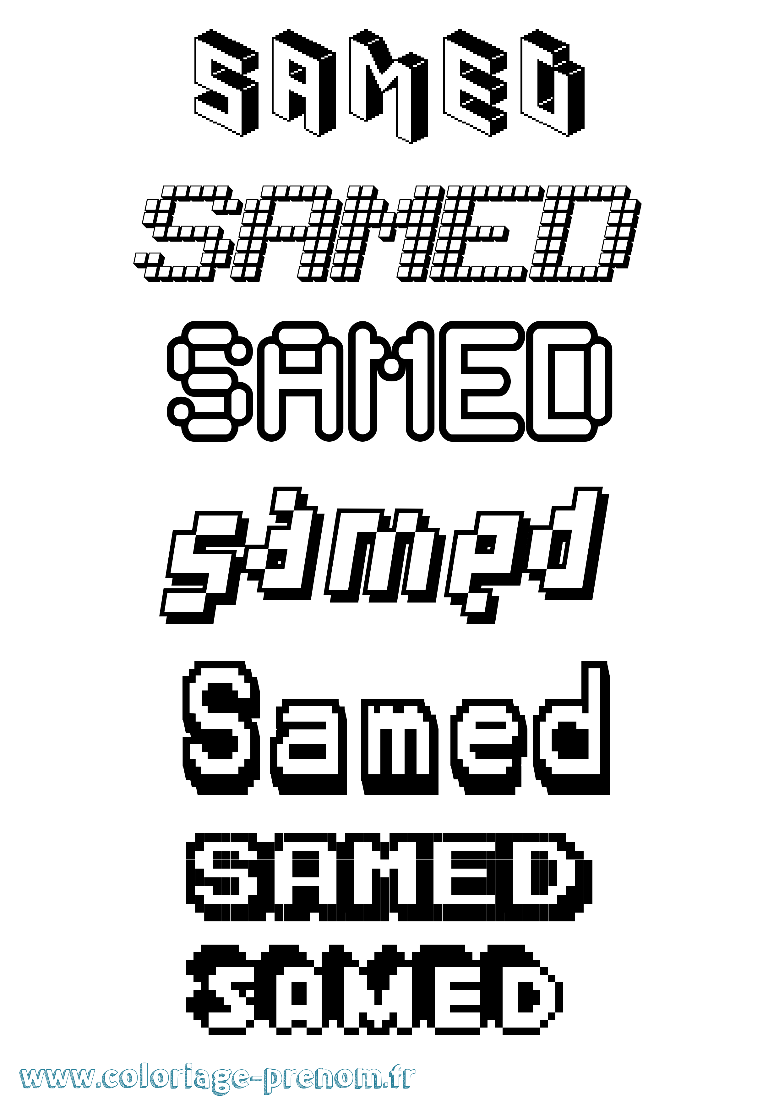 Coloriage Samed Pixel Coloriage prénom Samed Pixel