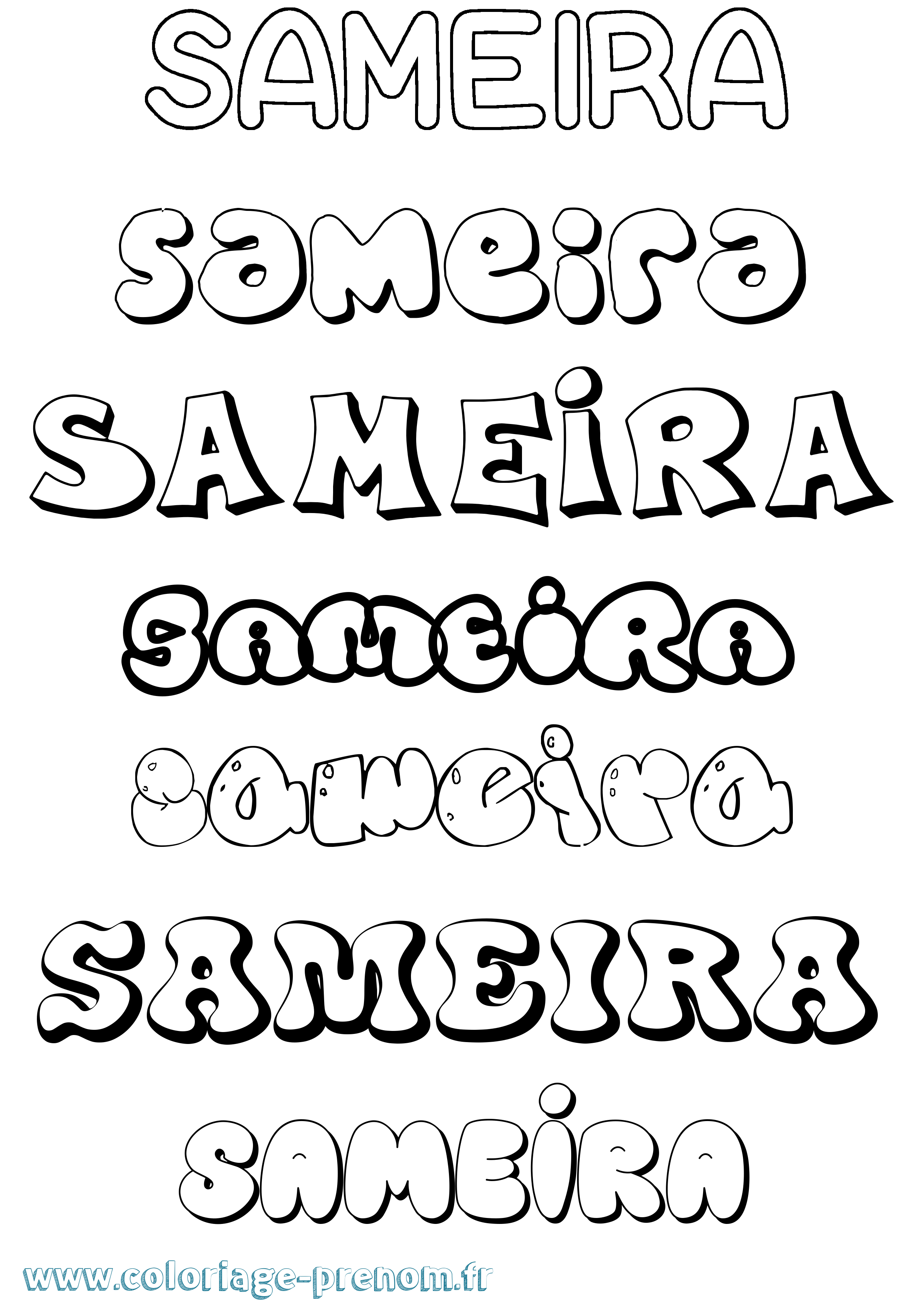 Coloriage Sameira Bubble Coloriage prénom Sameira Bubble
