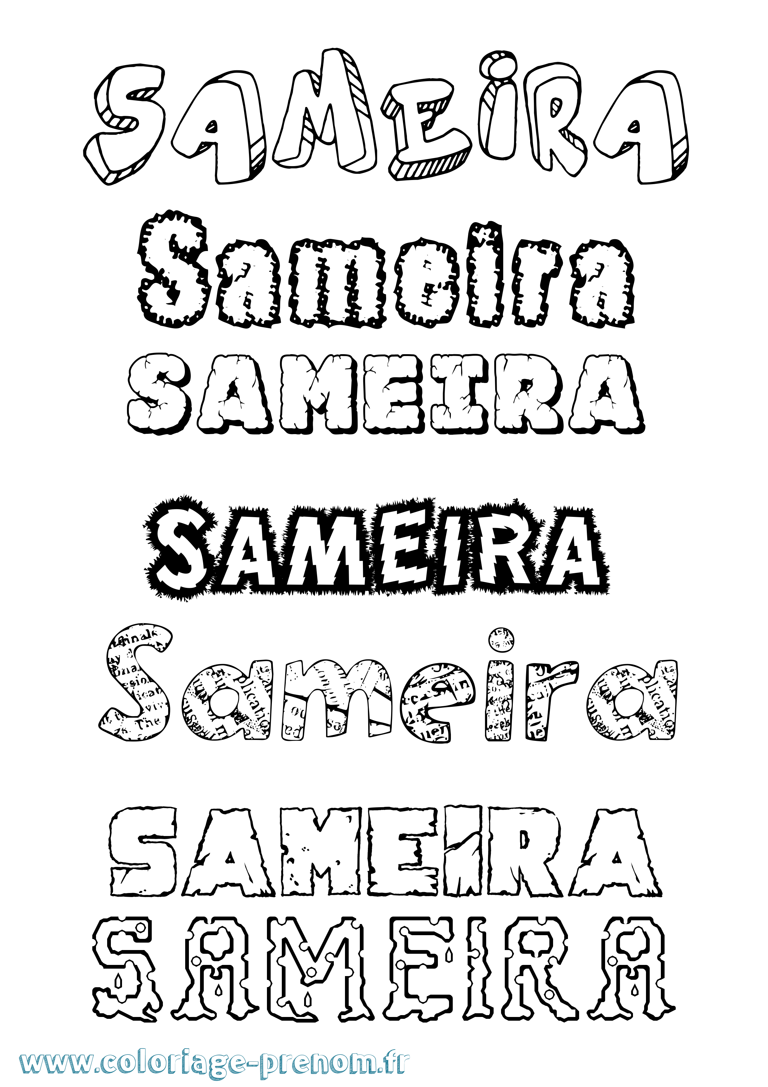 Coloriage Sameira Destructuré Coloriage prénom Sameira Destructuré
