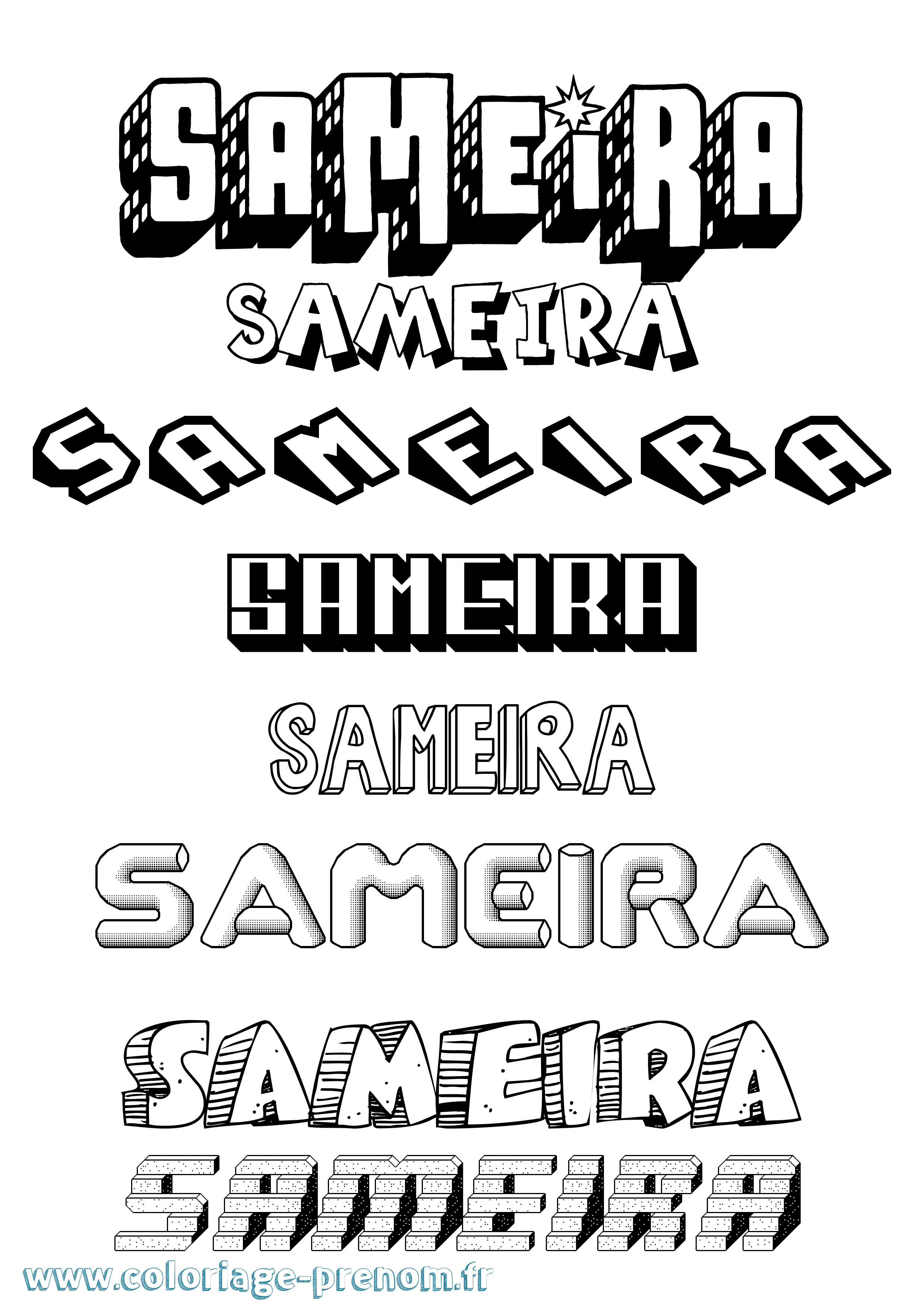 Coloriage Sameira Effet 3D Coloriage prénom Sameira Effet 3D
