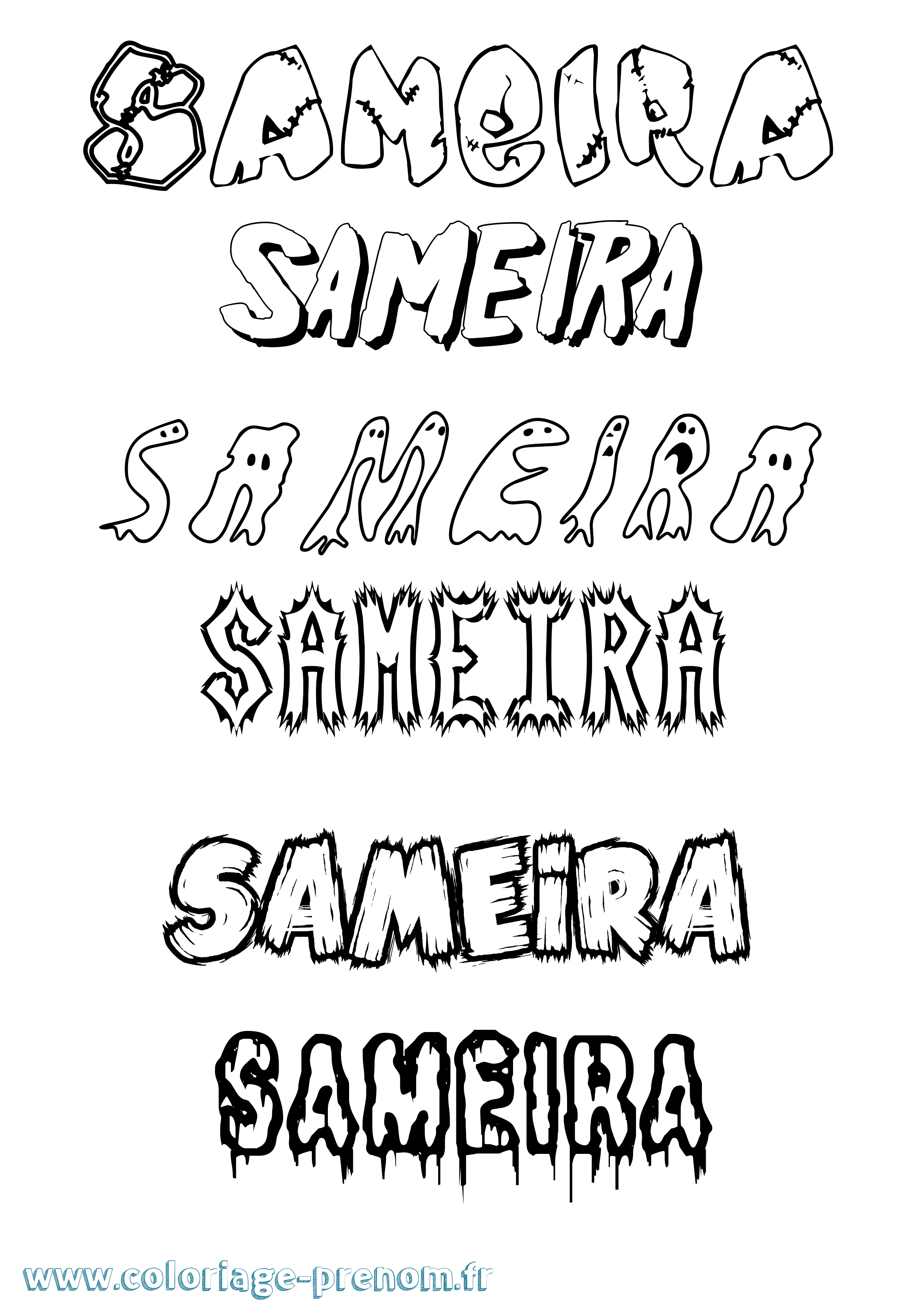 Coloriage Sameira Frisson Coloriage prénom Sameira Frisson