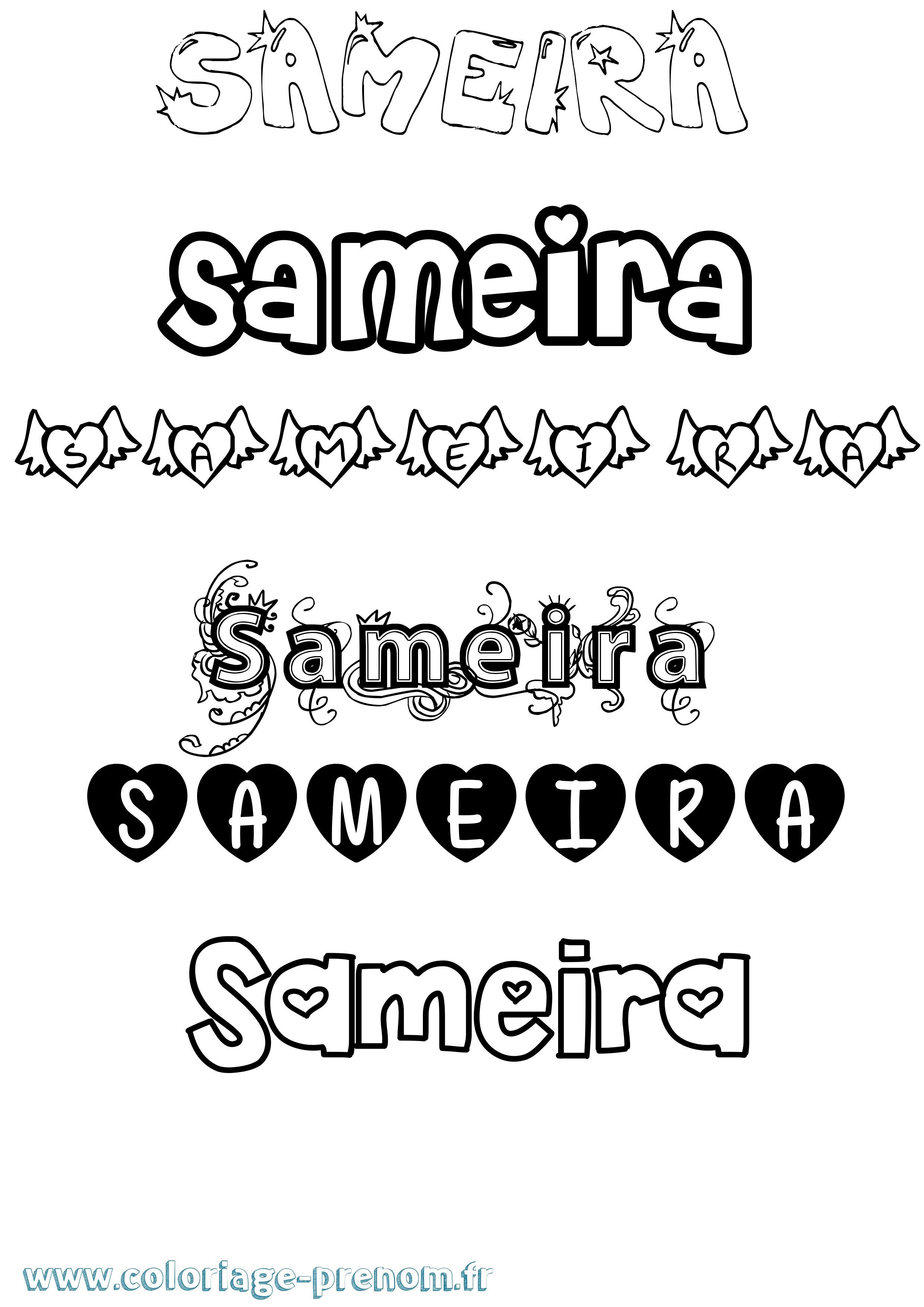 Coloriage Sameira Girly Coloriage prénom Sameira Girly