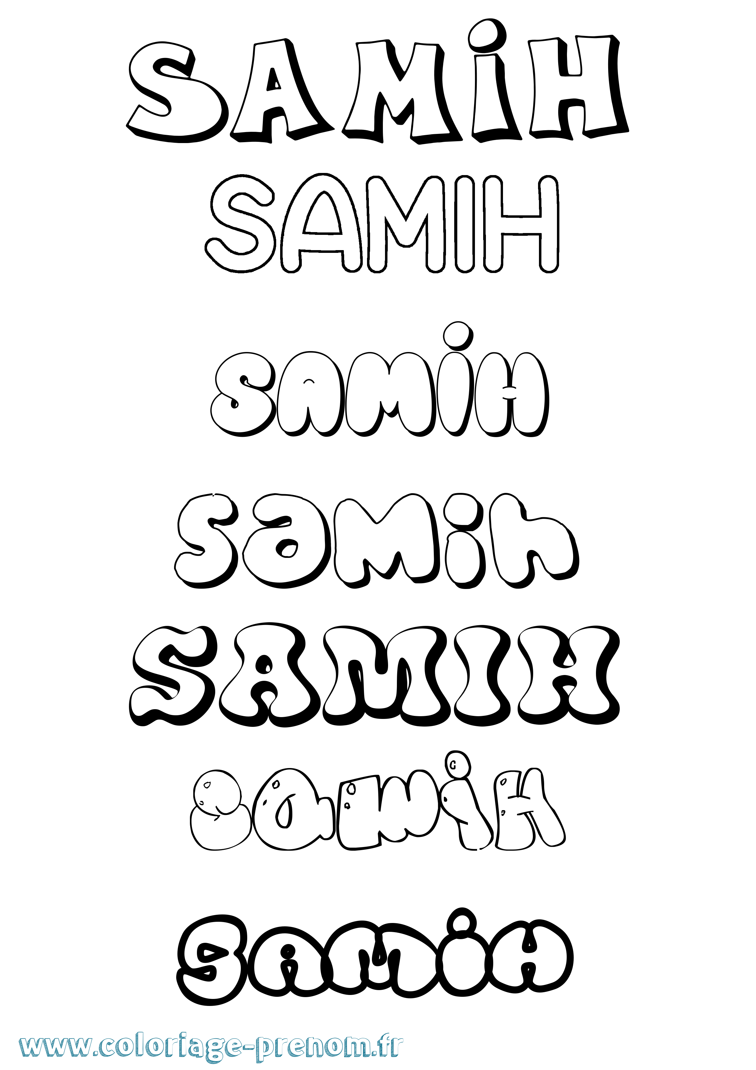 Coloriage Samih Bubble Coloriage prénom Samih Bubble