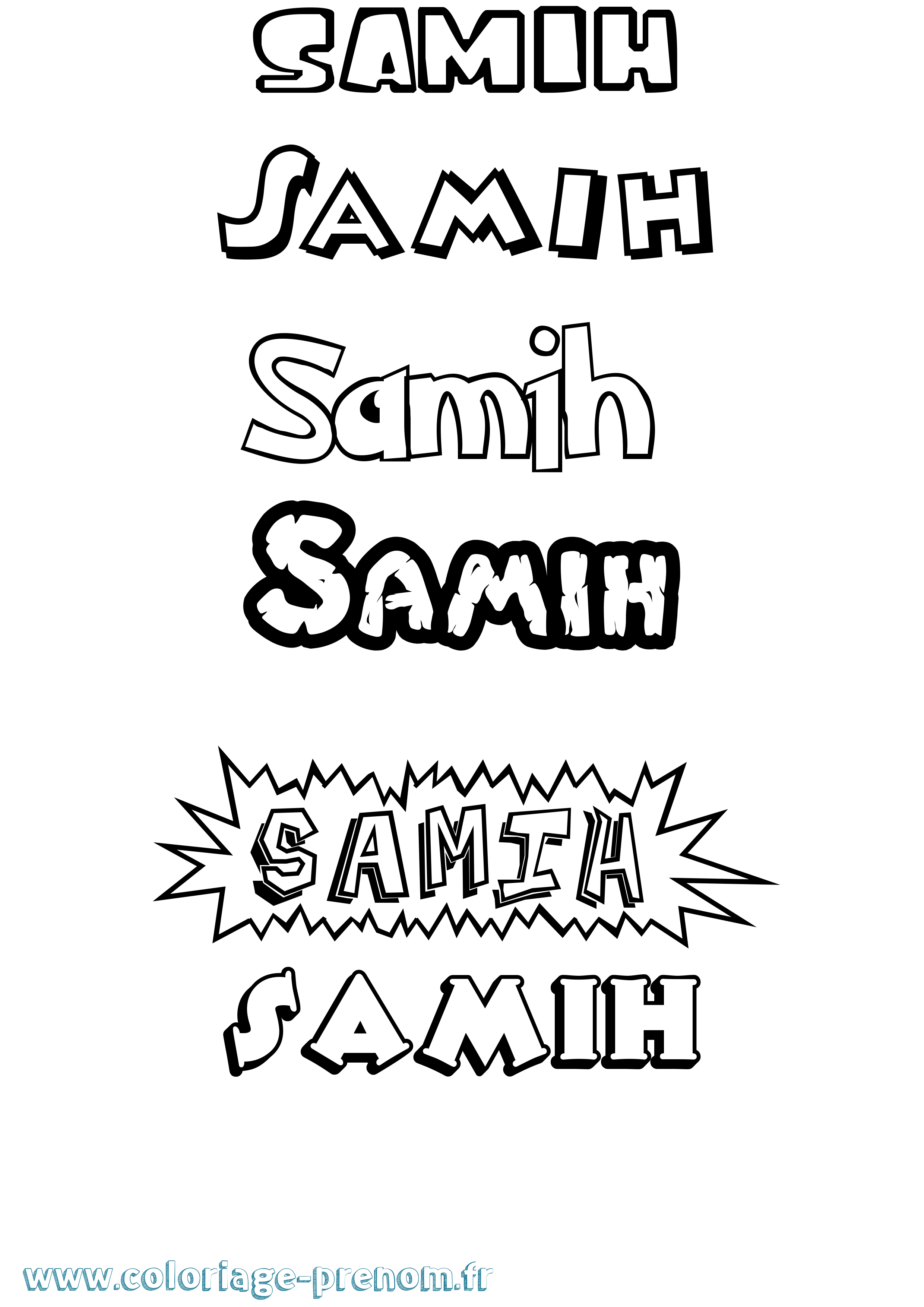 Coloriage Samih Dessin Animé Coloriage prénom Samih Dessin Animé