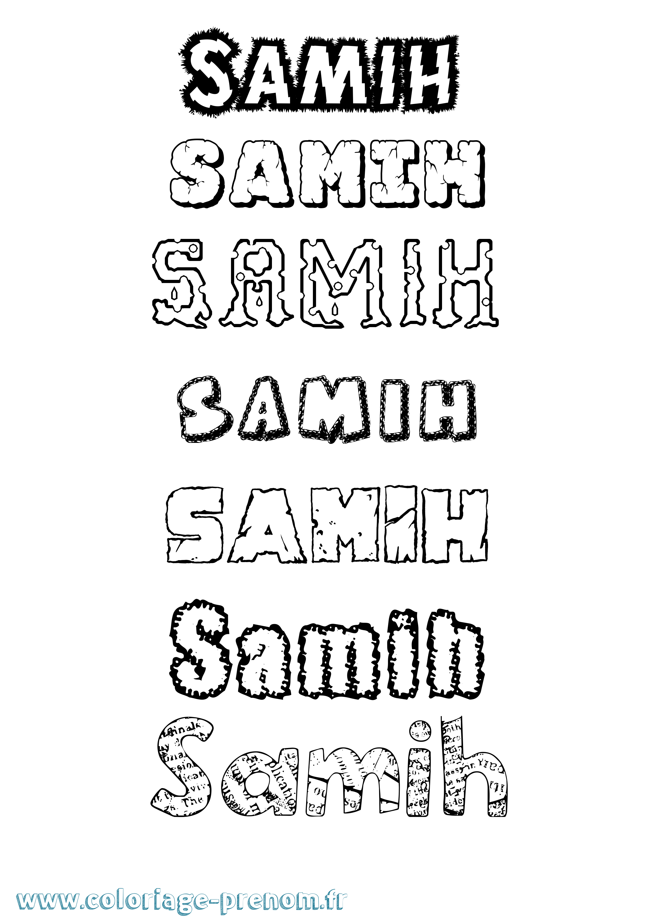 Coloriage Samih Destructuré Coloriage prénom Samih Destructuré