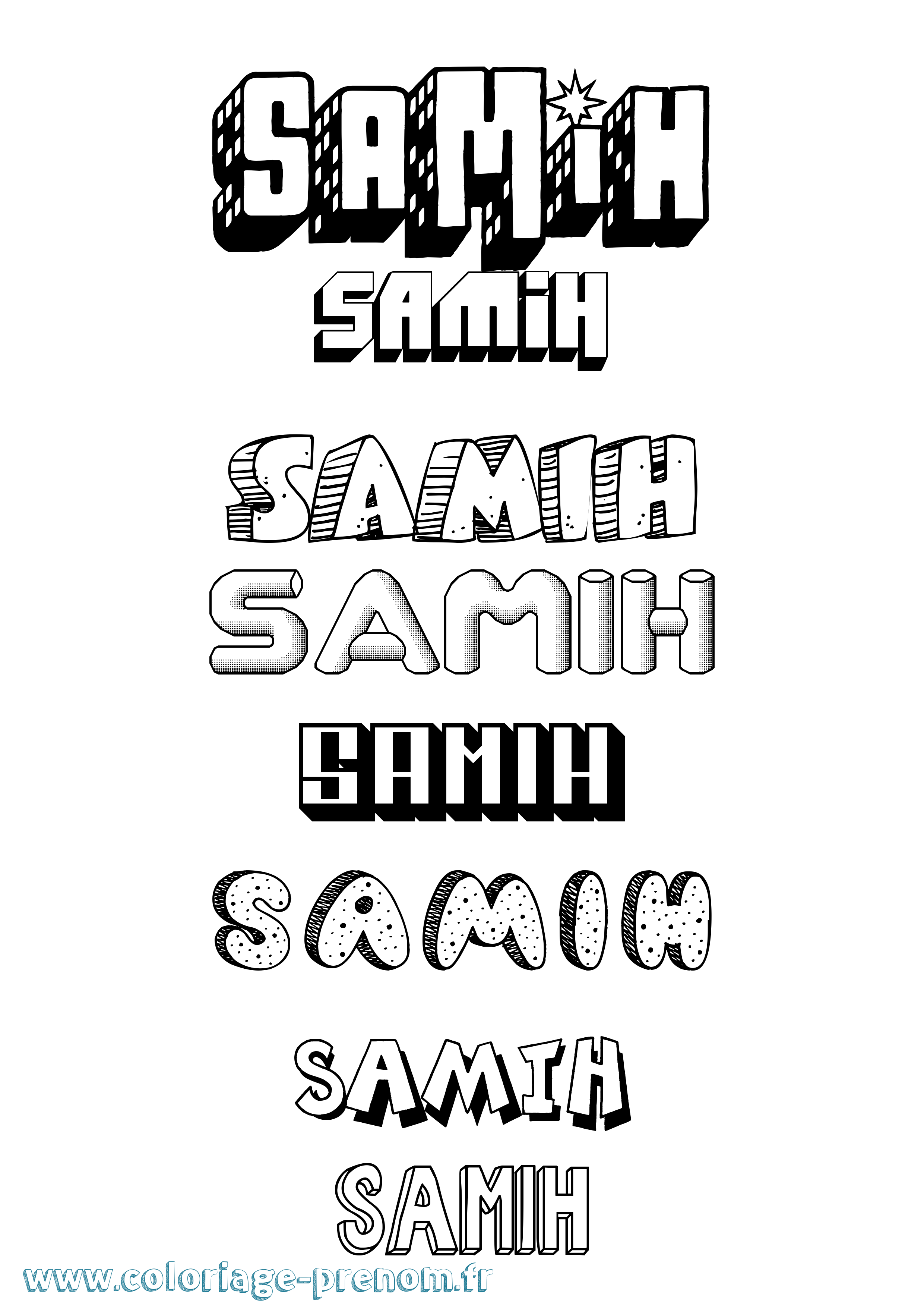 Coloriage Samih Effet 3D Coloriage prénom Samih Effet 3D