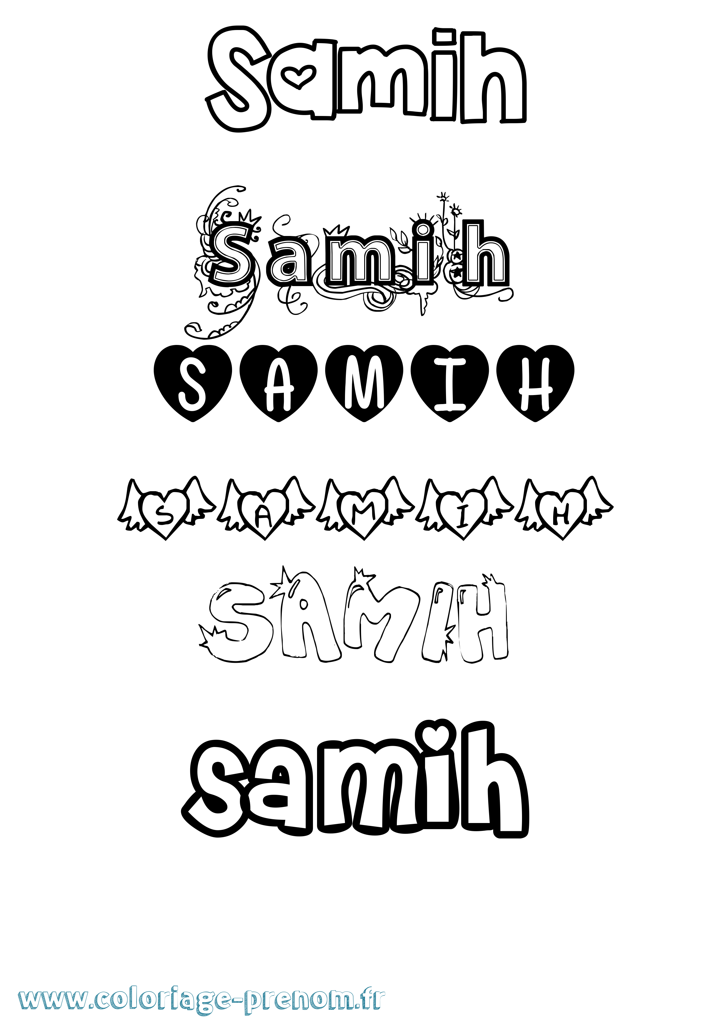 Coloriage Samih Girly Coloriage prénom Samih Girly