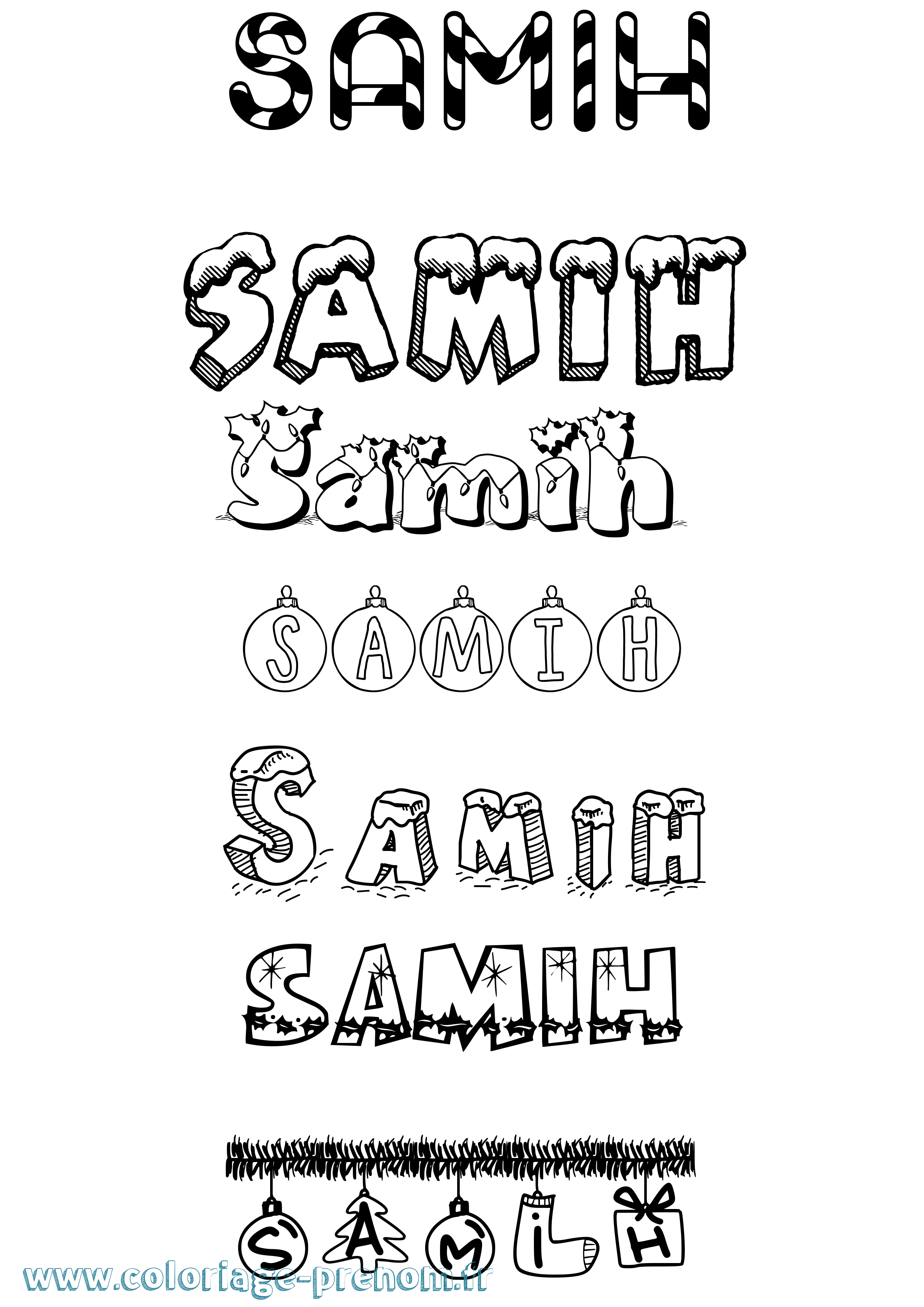 Coloriage Samih Noël Coloriage prénom Samih Noël