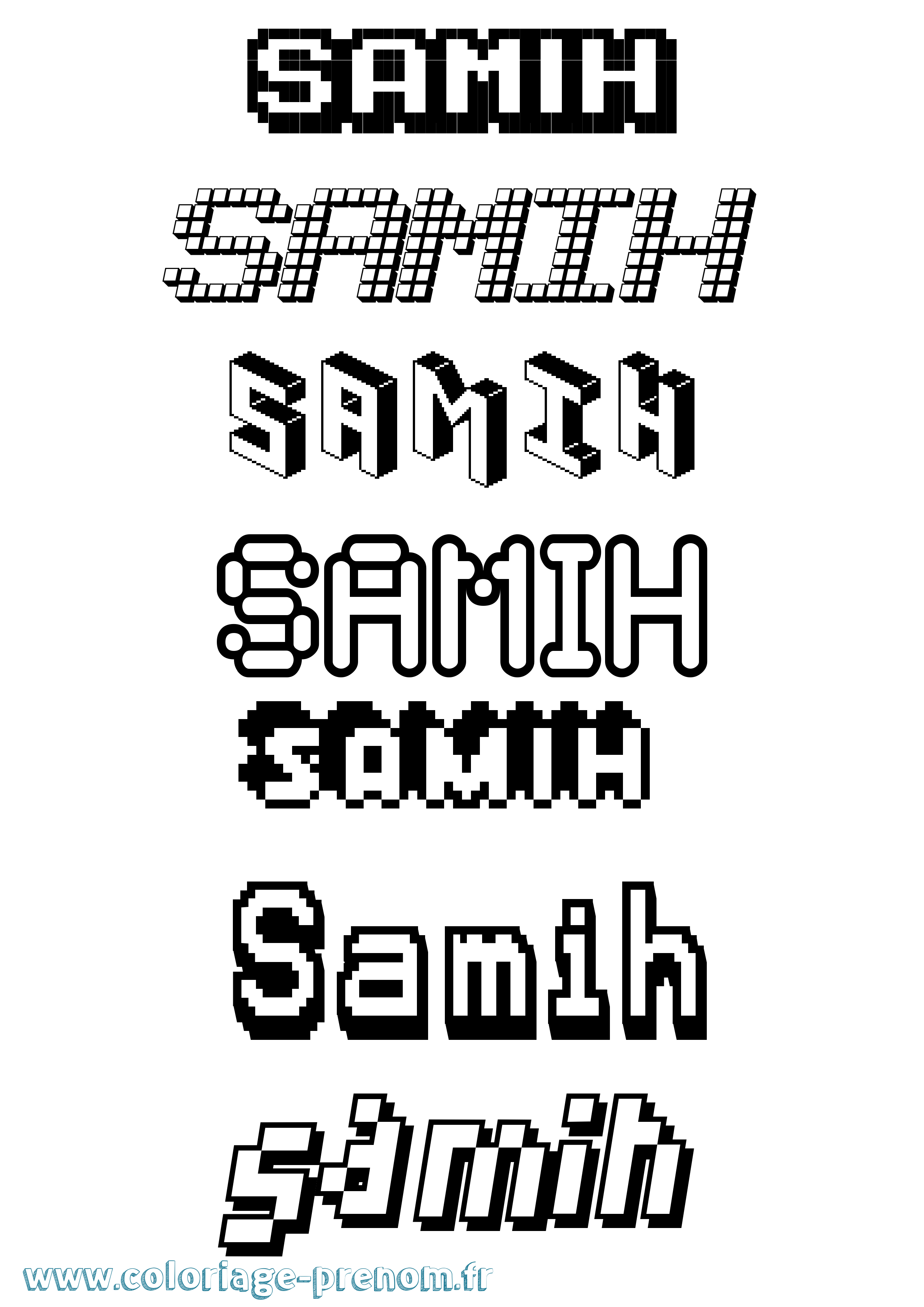 Coloriage Samih Pixel Coloriage prénom Samih Pixel