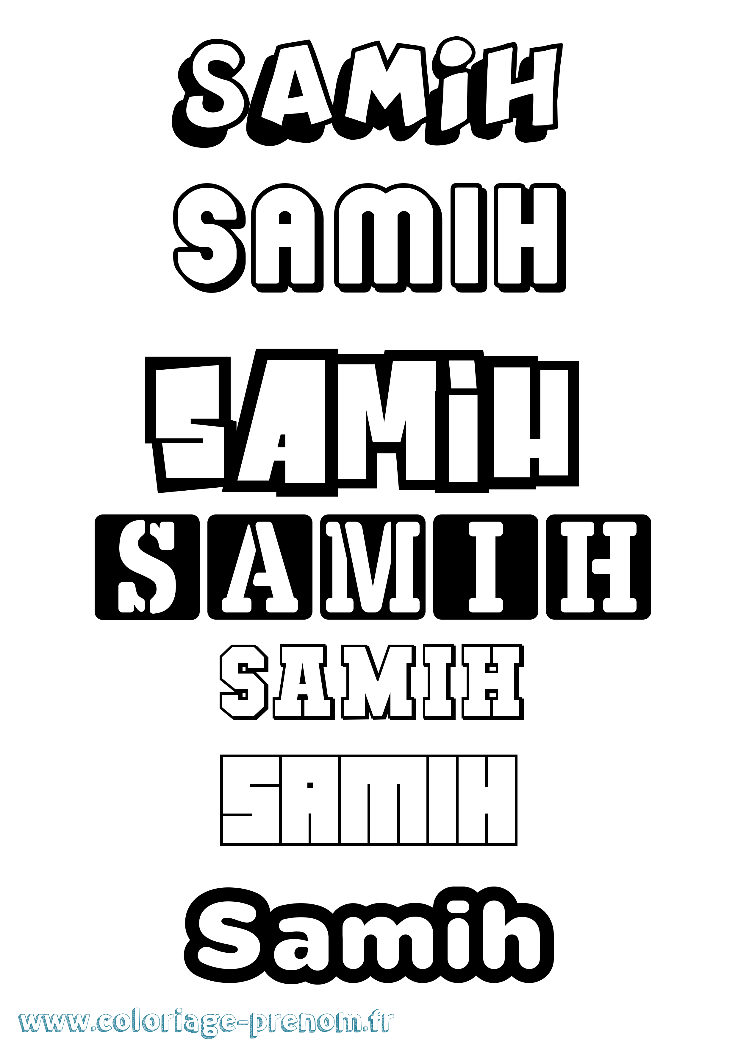 Coloriage Samih Simple Coloriage prénom Samih Simple