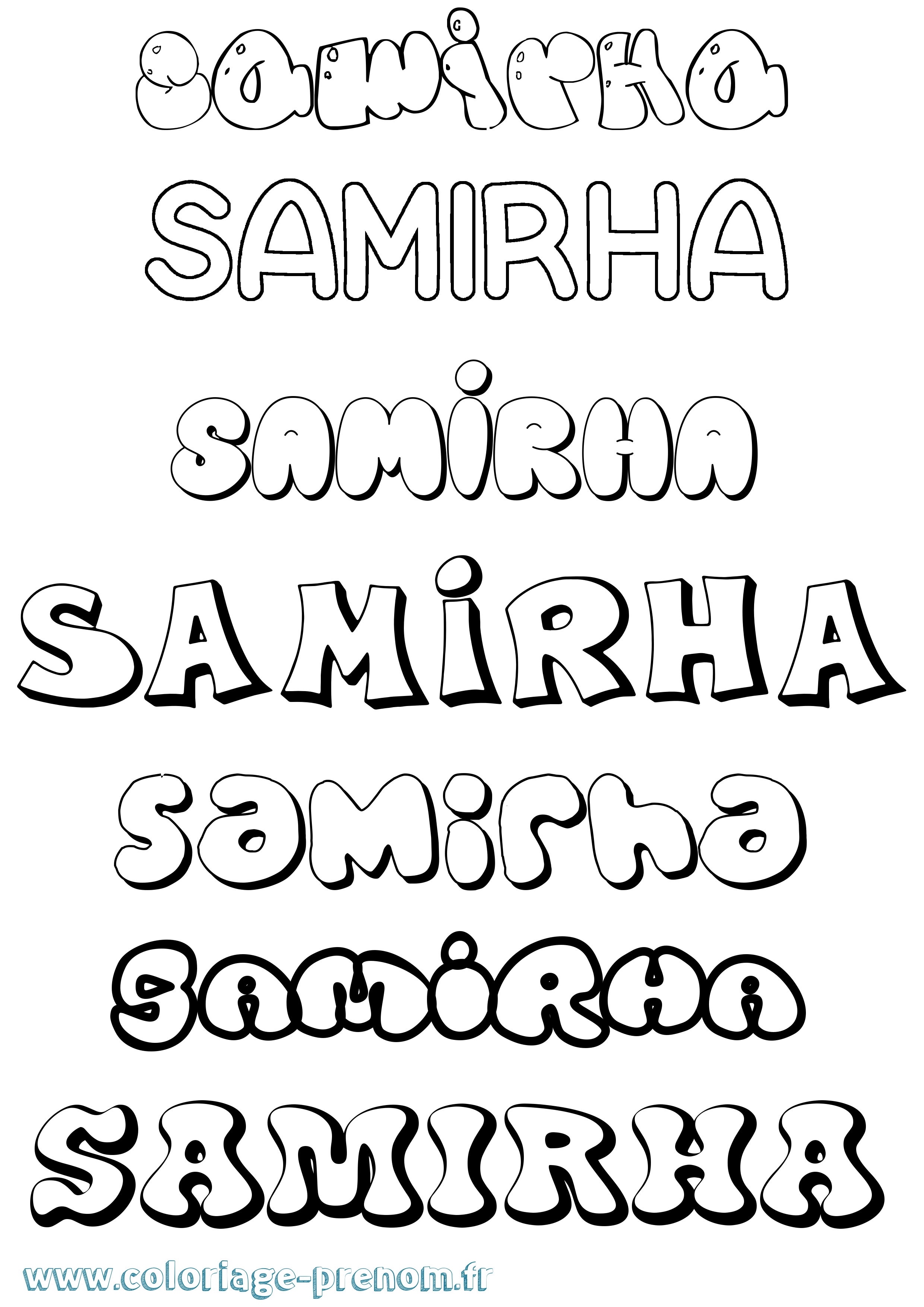 Coloriage Samirha Bubble Coloriage prénom Samirha Bubble
