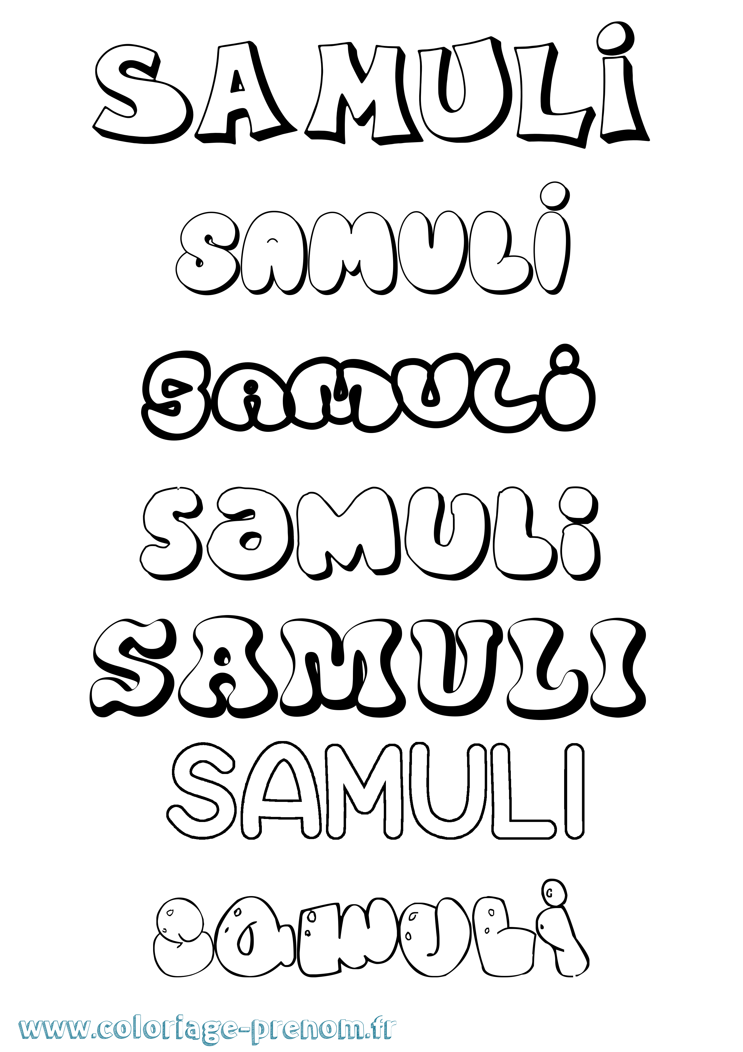 Coloriage Samuli Bubble Coloriage prénom Samuli Bubble