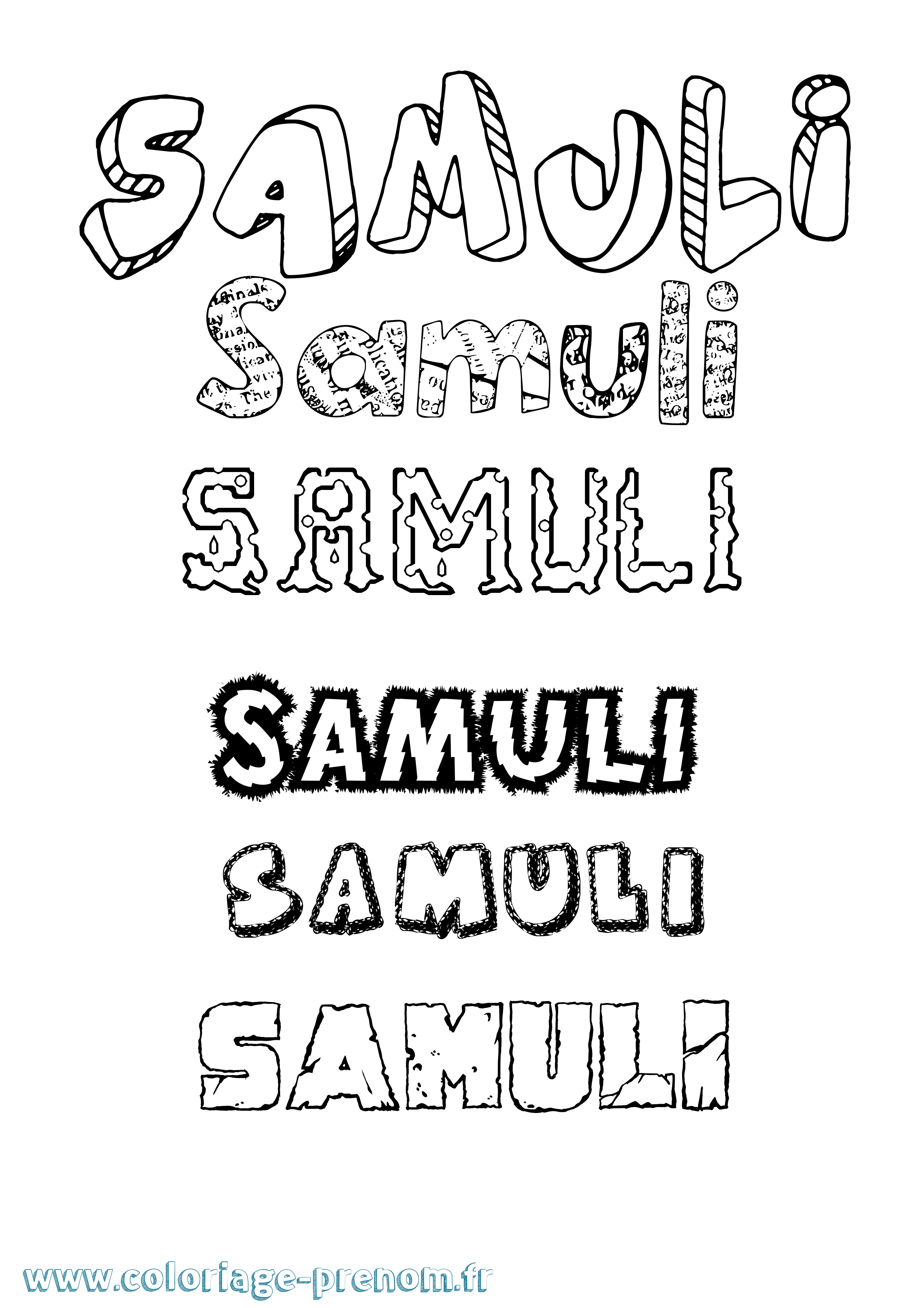 Coloriage Samuli Destructuré Coloriage prénom Samuli Destructuré
