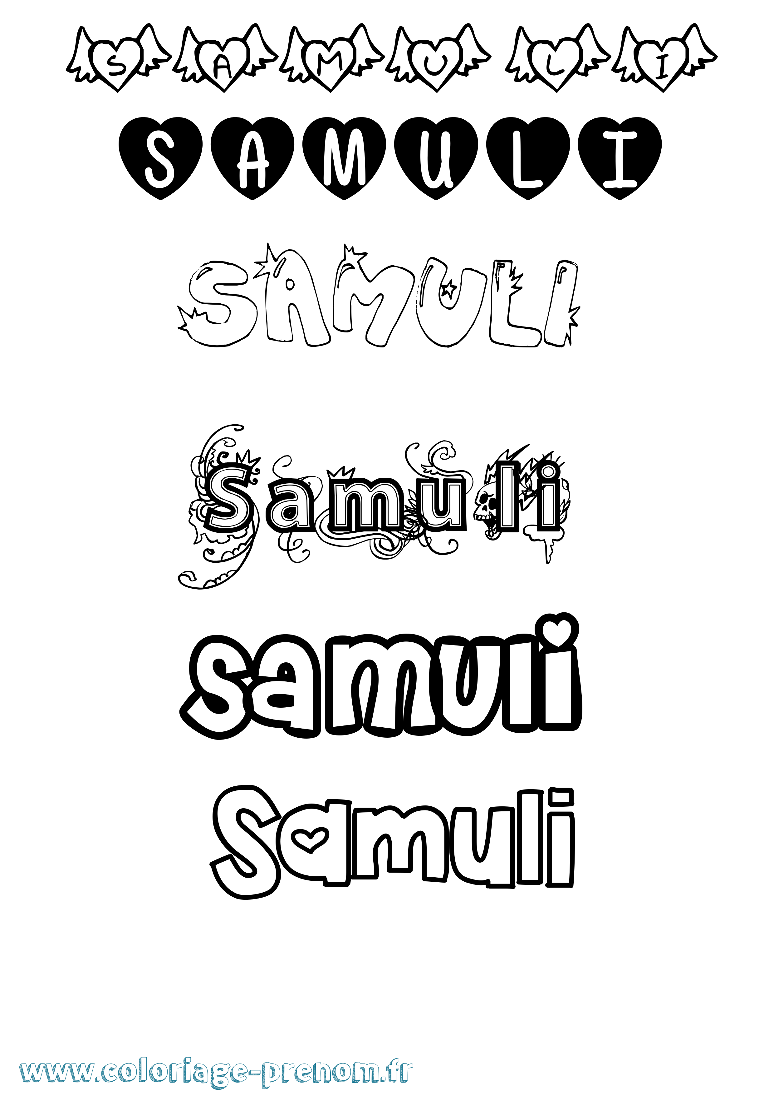 Coloriage Samuli Girly Coloriage prénom Samuli Girly