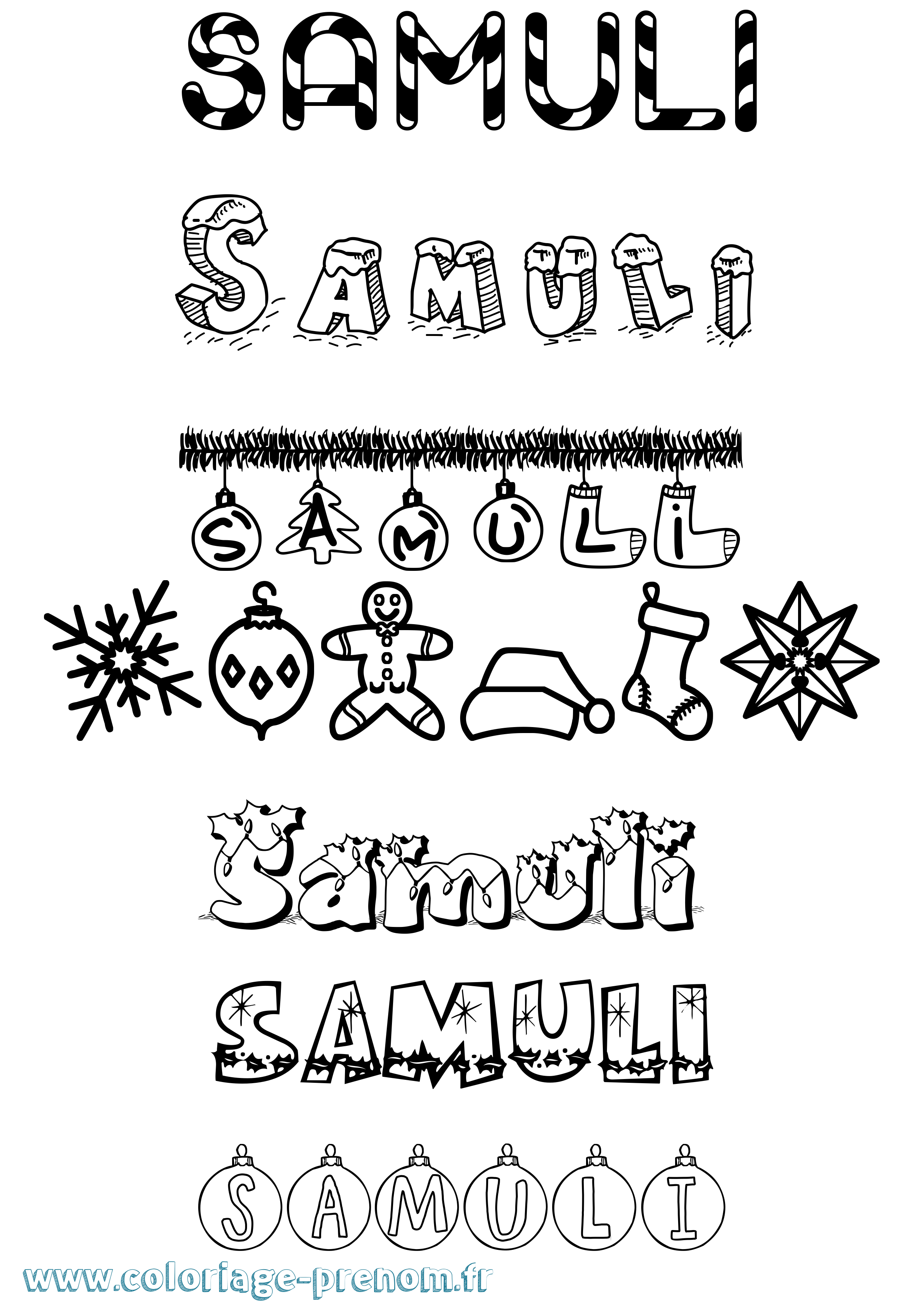 Coloriage Samuli Noël Coloriage prénom Samuli Noël