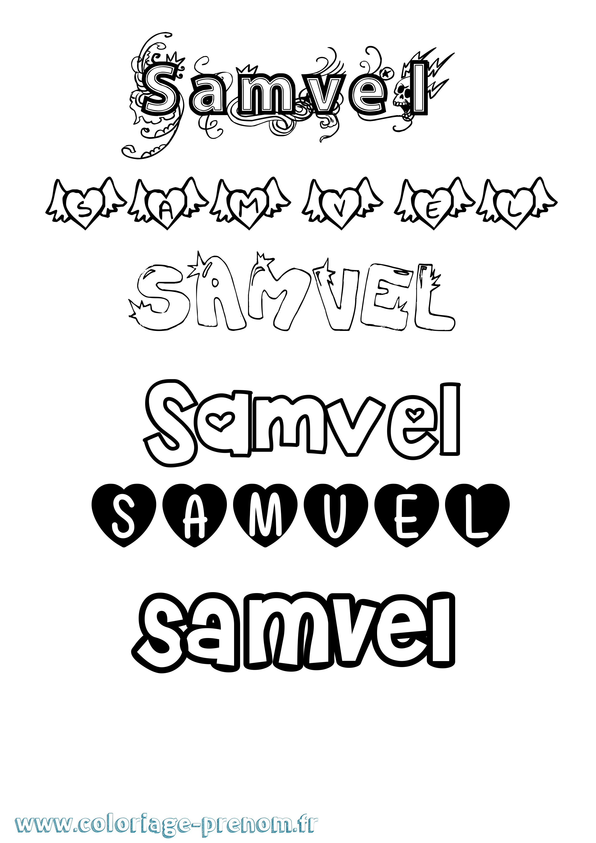 Coloriage Samvel Girly Coloriage prénom Samvel Girly