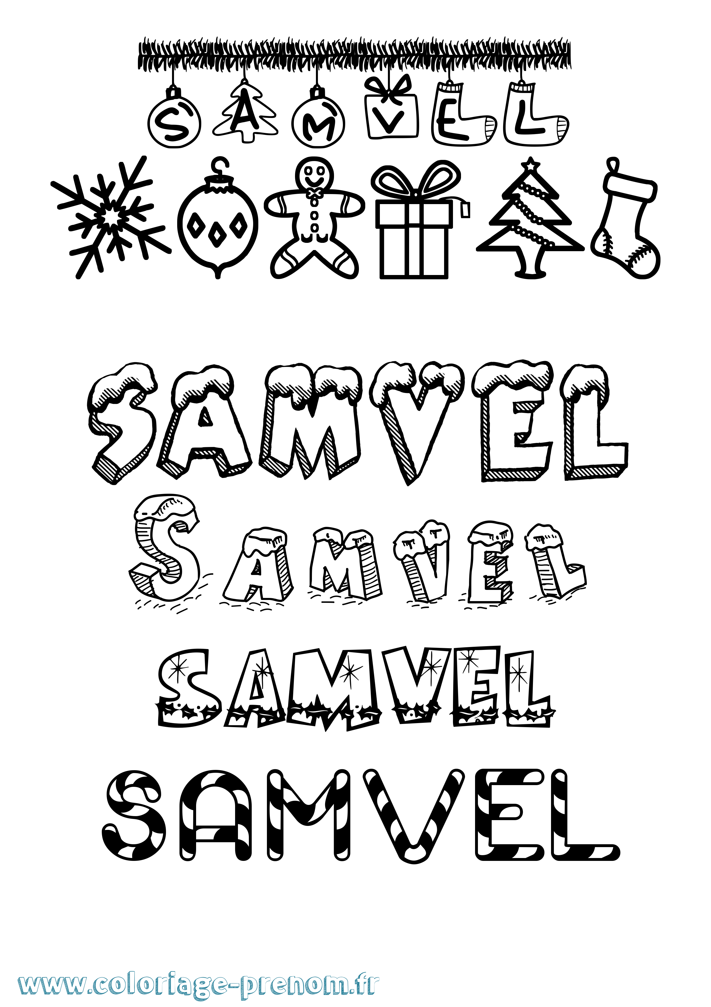 Coloriage Samvel Noël Coloriage prénom Samvel Noël