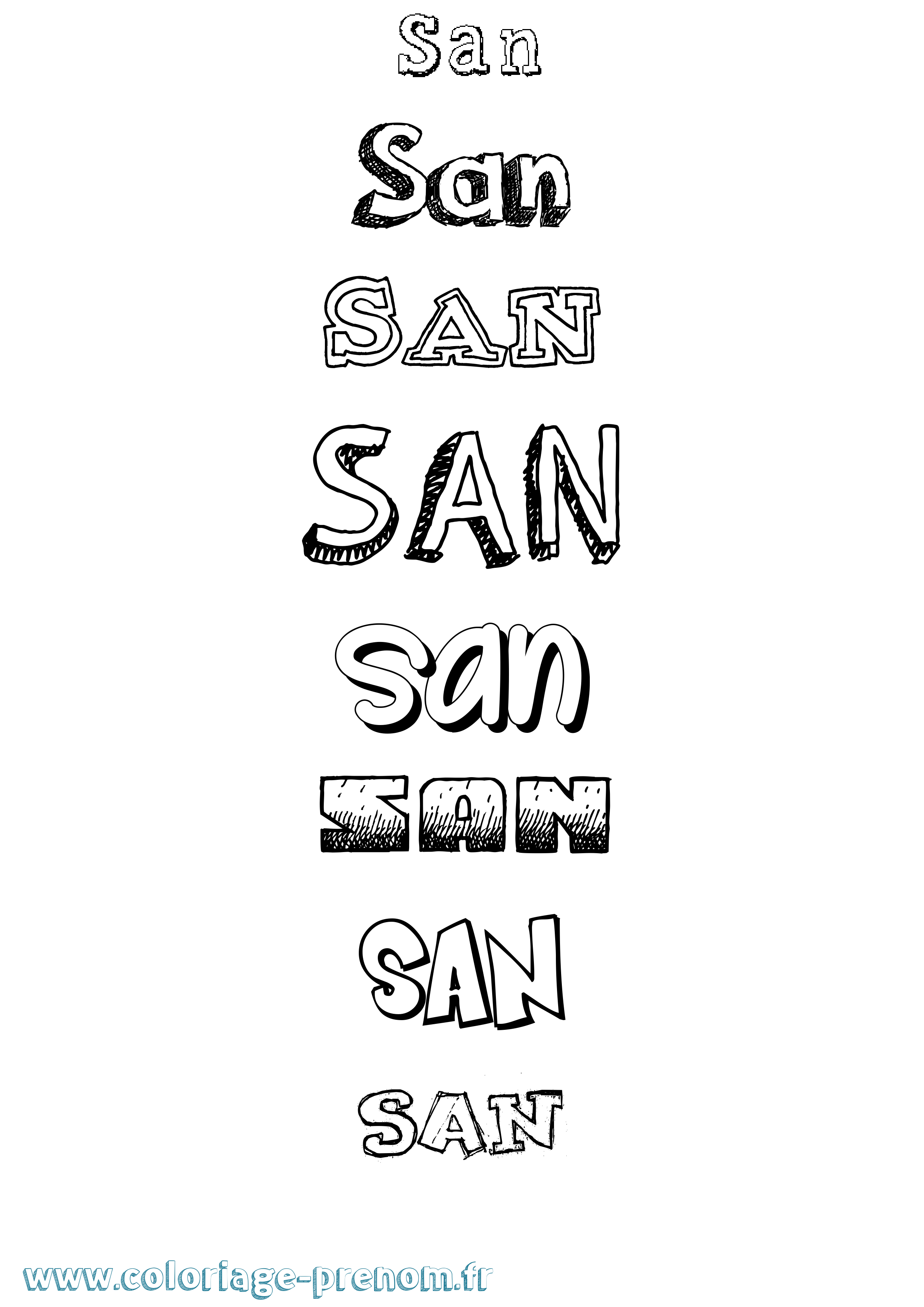 Coloriage San Dessiné Coloriage prénom San Dessiné