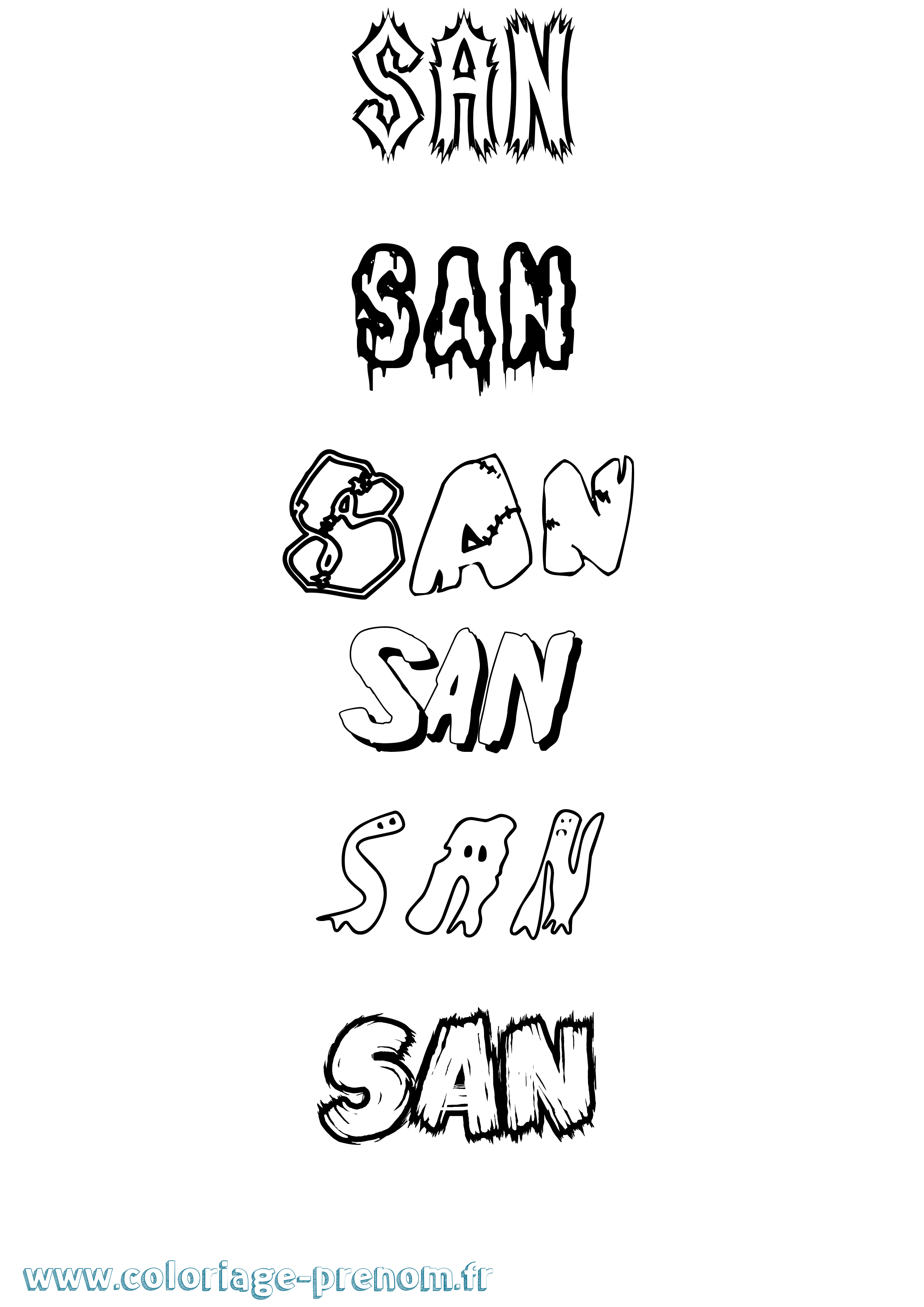 Coloriage San Frisson Coloriage prénom San Frisson