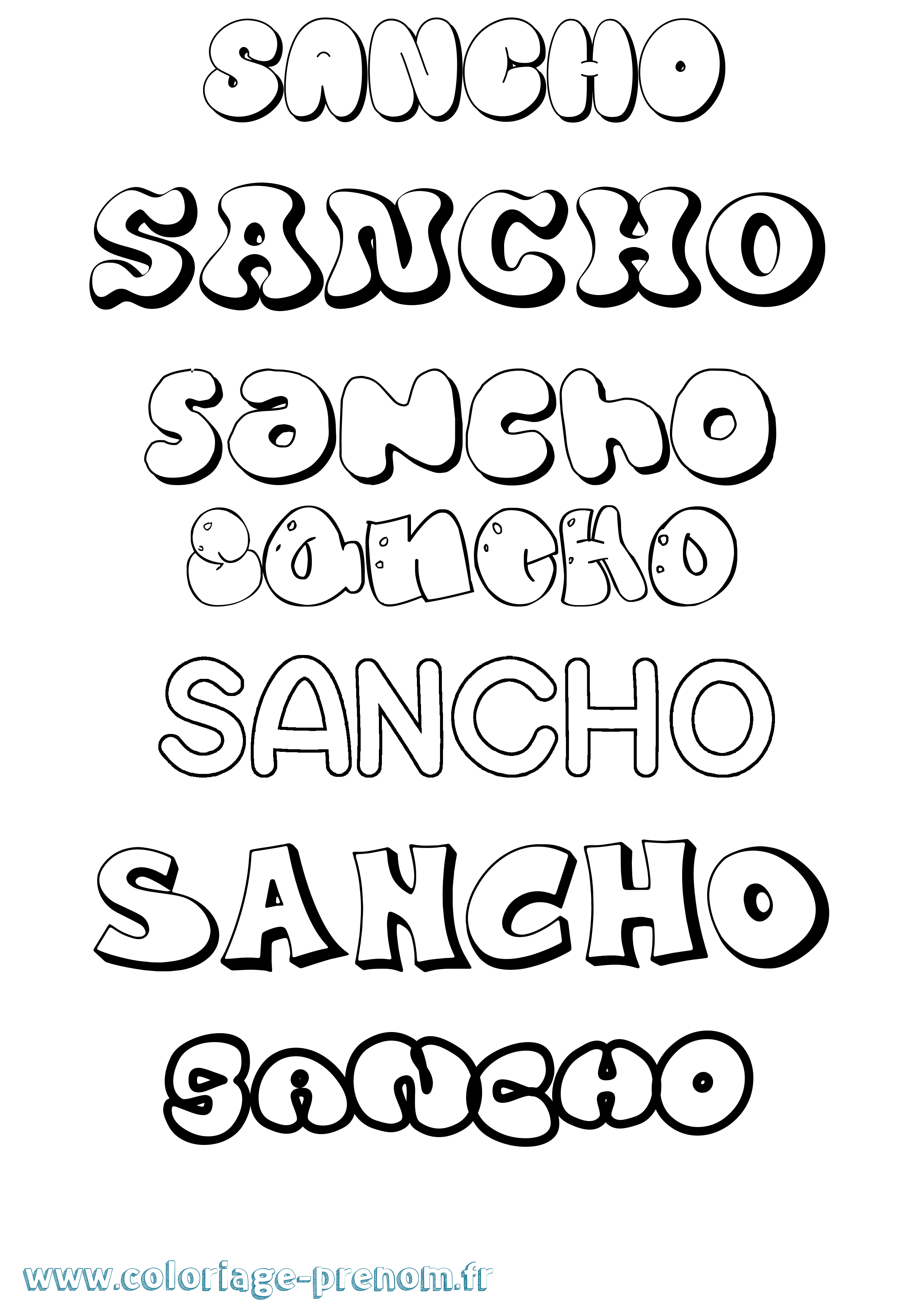 Coloriage Sancho Bubble Coloriage prénom Sancho Bubble
