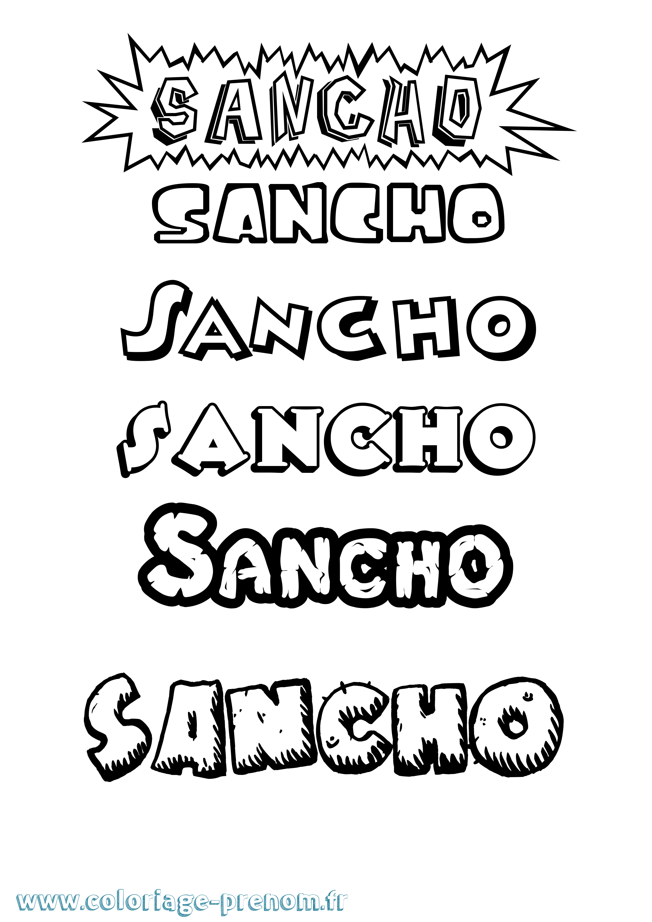 Coloriage Sancho Dessin Animé Coloriage prénom Sancho Dessin Animé