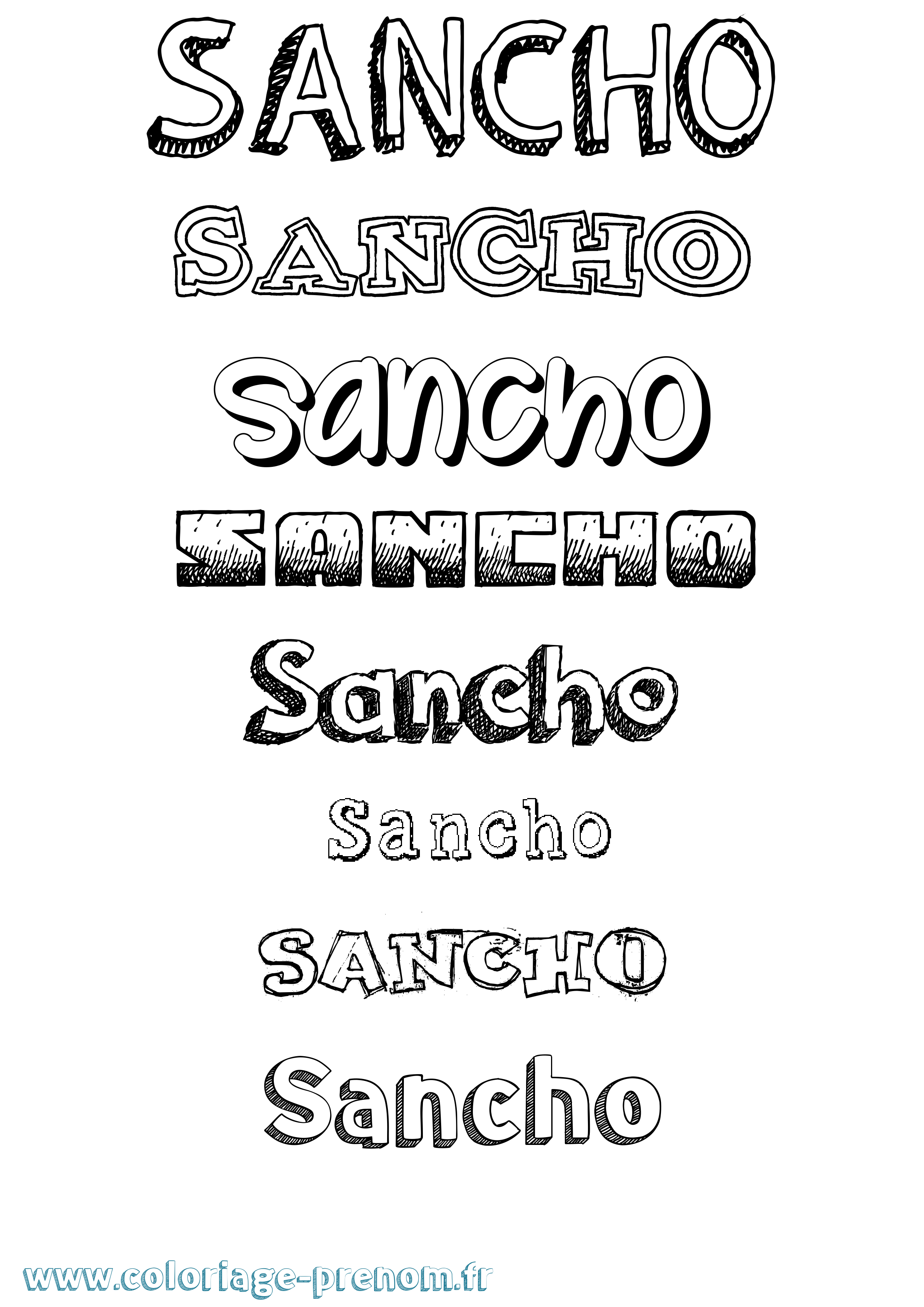 Coloriage Sancho Dessiné Coloriage prénom Sancho Dessiné