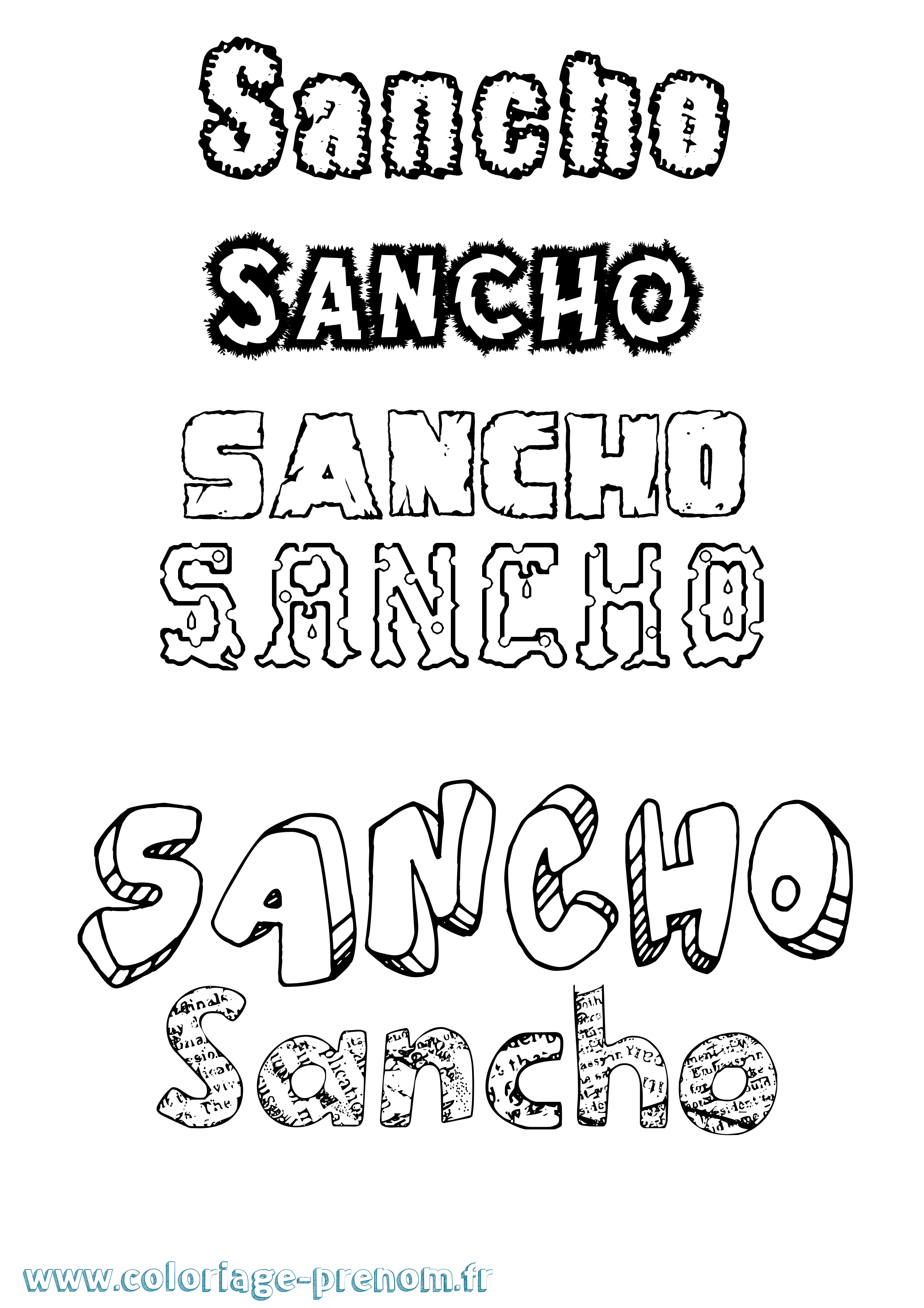 Coloriage Sancho Destructuré Coloriage prénom Sancho Destructuré