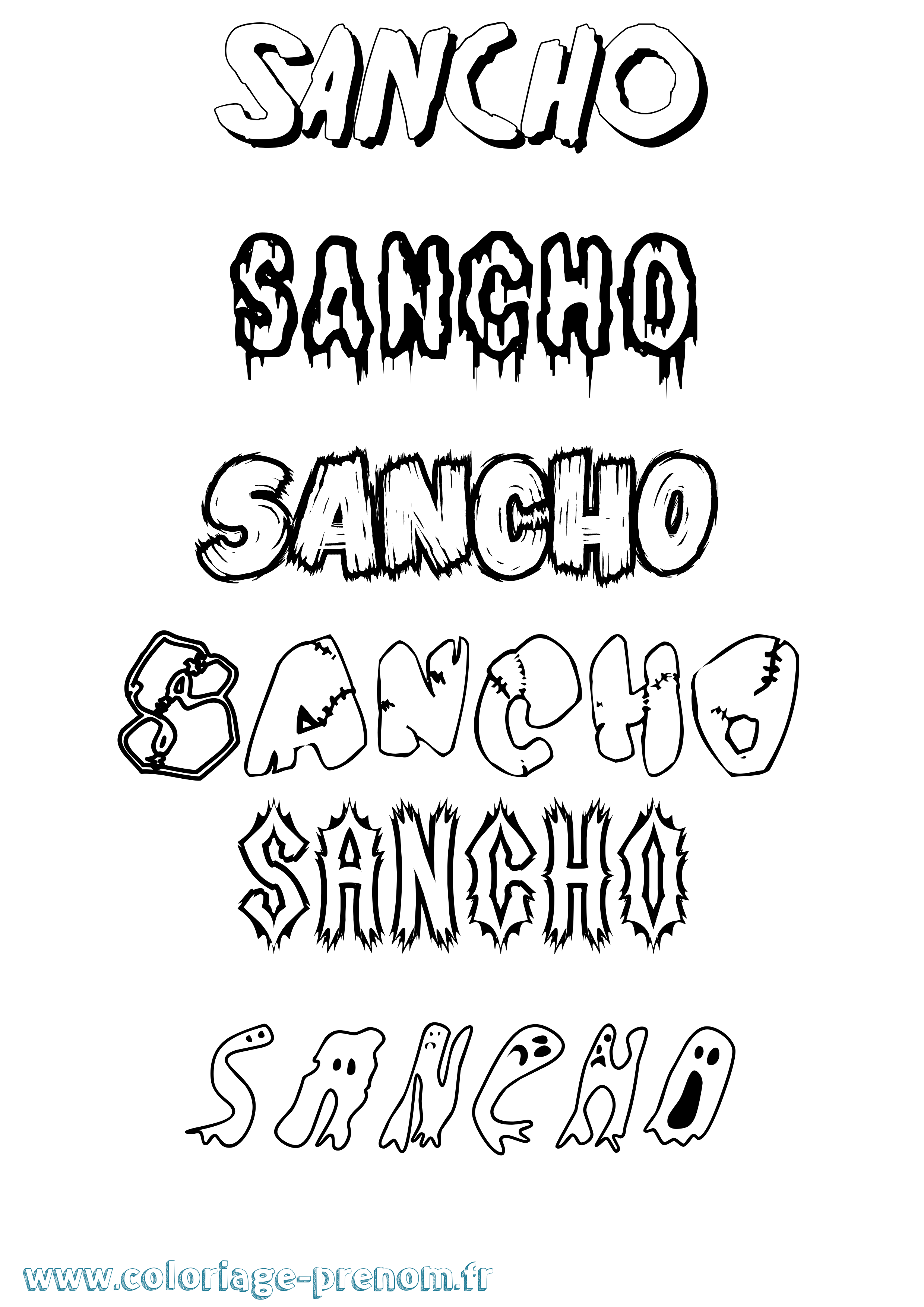 Coloriage Sancho Frisson Coloriage prénom Sancho Frisson