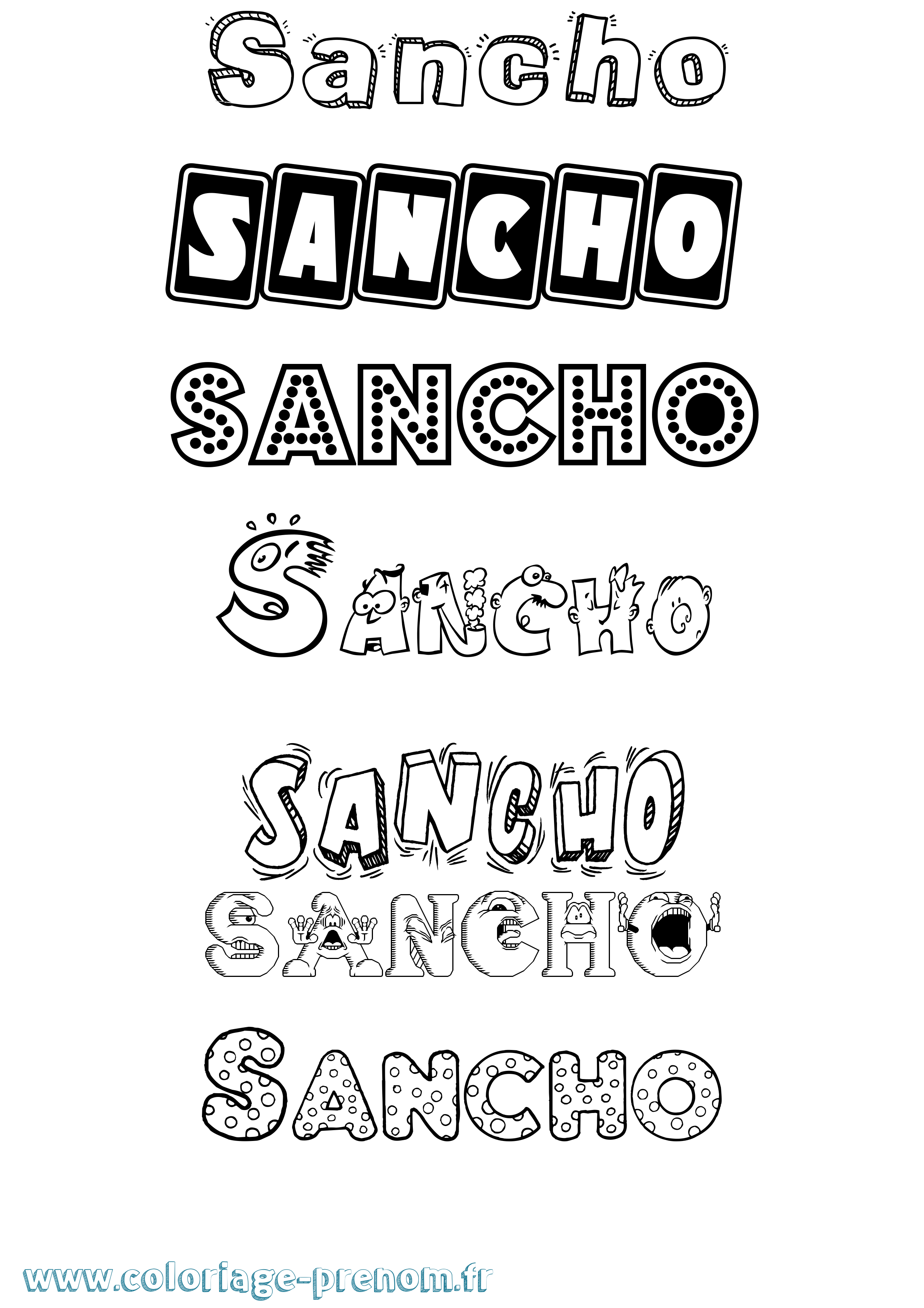 Coloriage Sancho Fun Coloriage prénom Sancho Fun