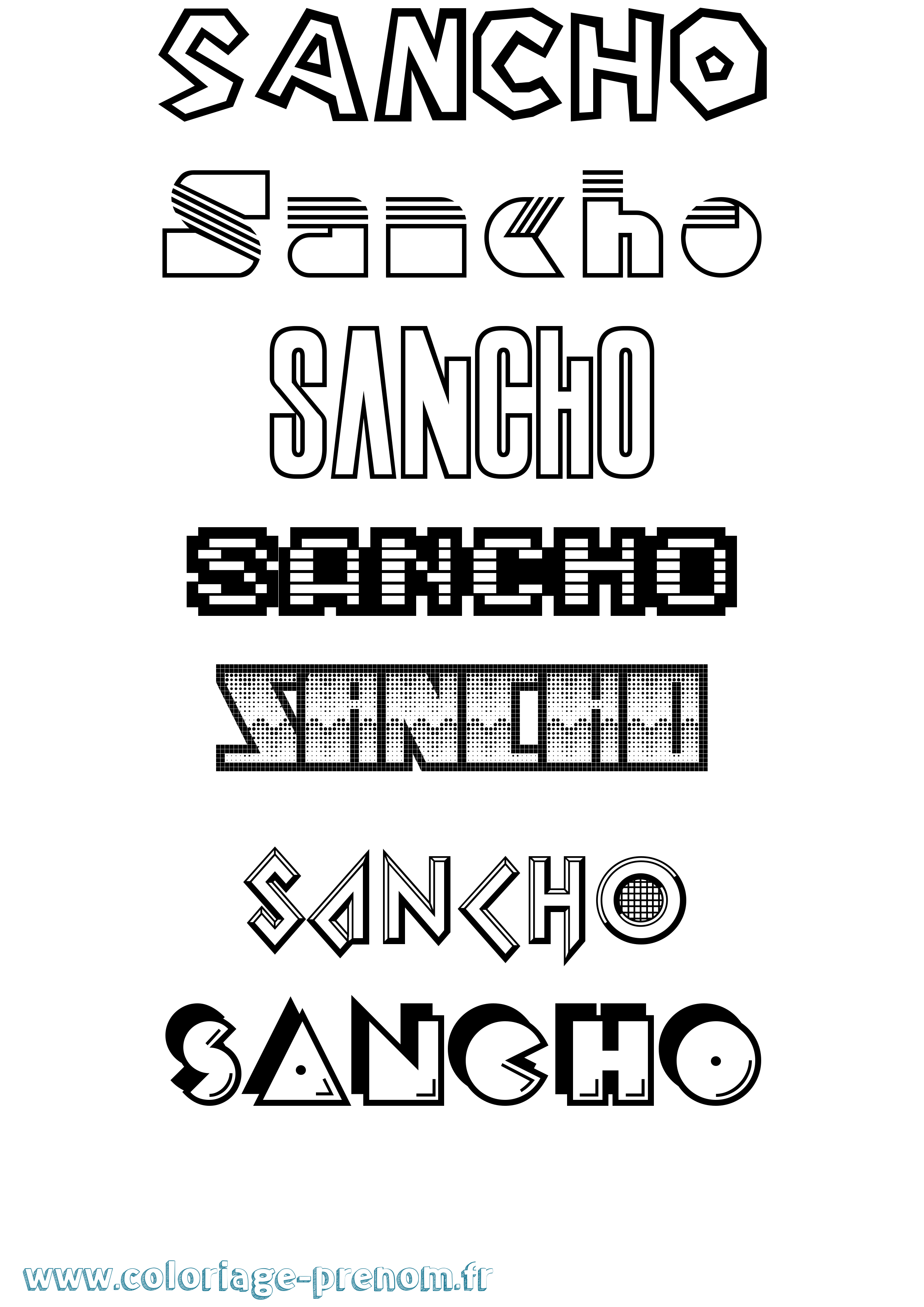 Coloriage Sancho Jeux Vidéos Coloriage prénom Sancho Jeux Vidéos