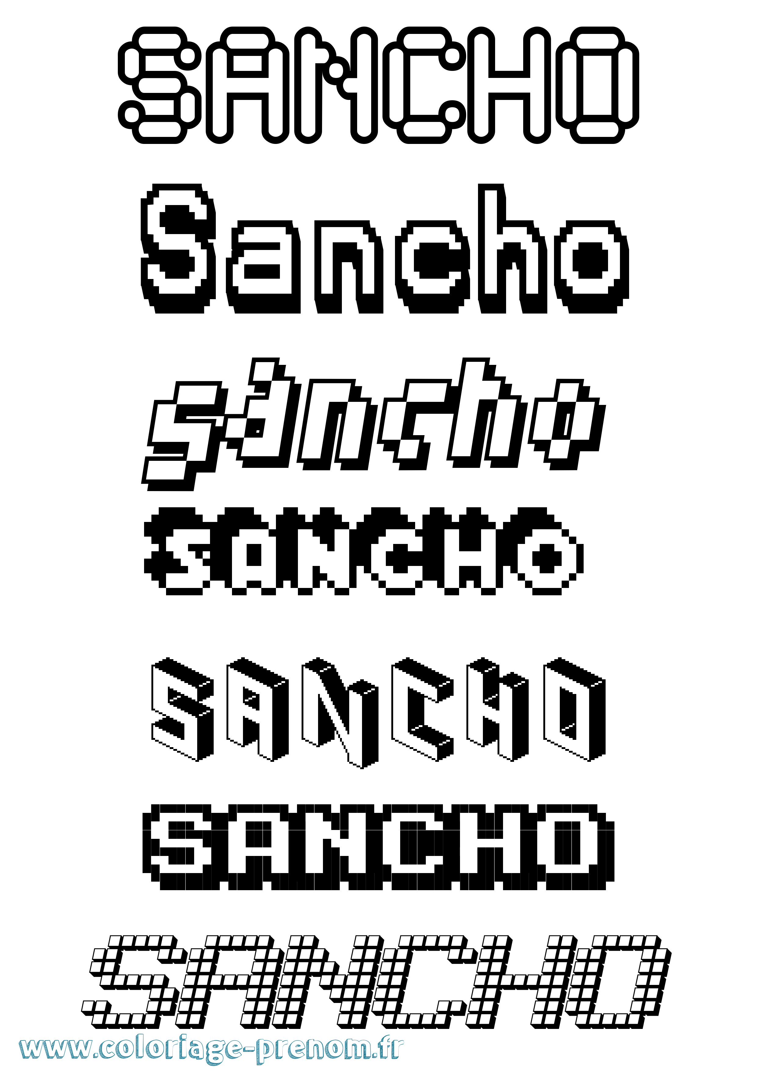 Coloriage Sancho Pixel Coloriage prénom Sancho Pixel