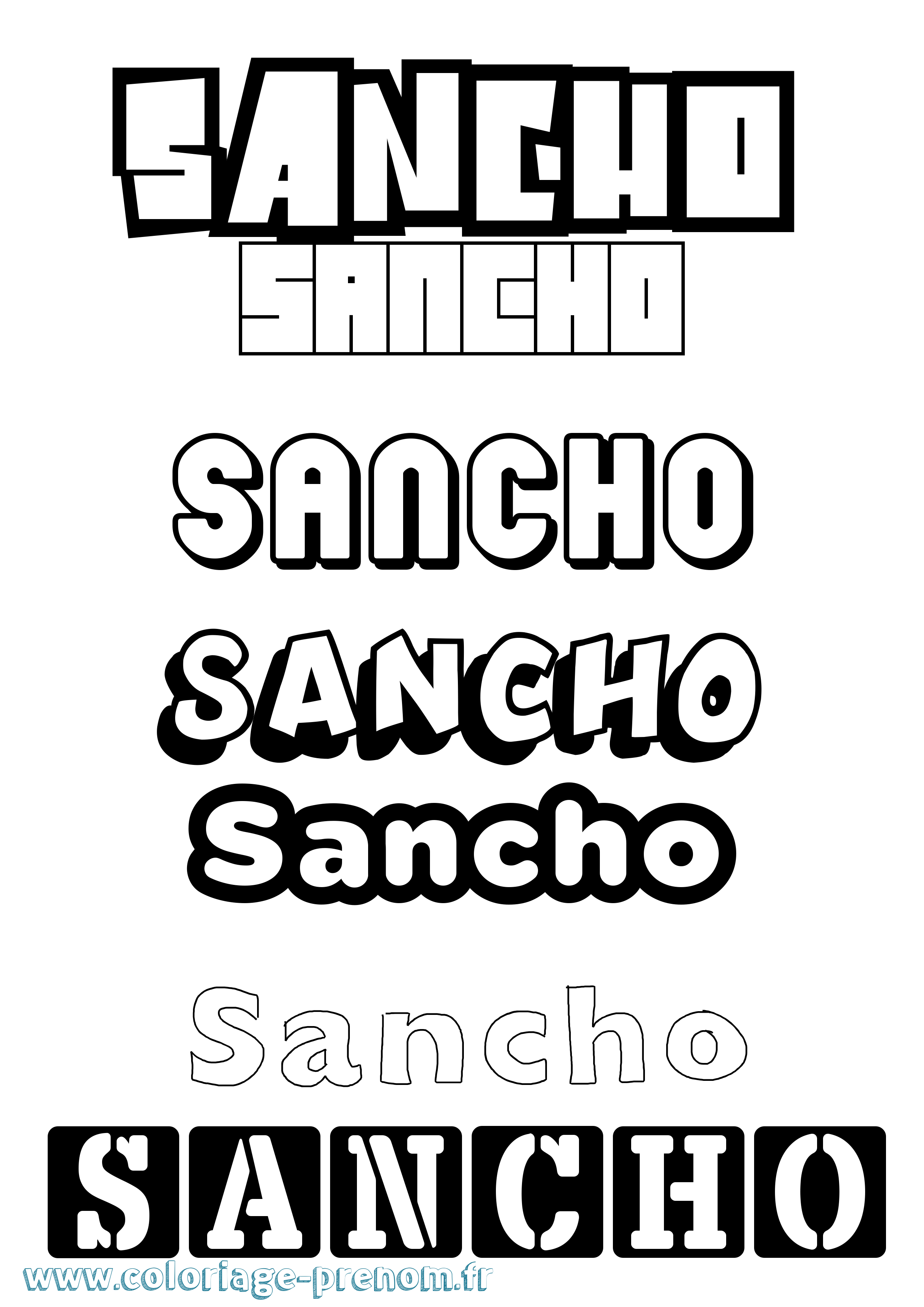 Coloriage Sancho Simple Coloriage prénom Sancho Simple
