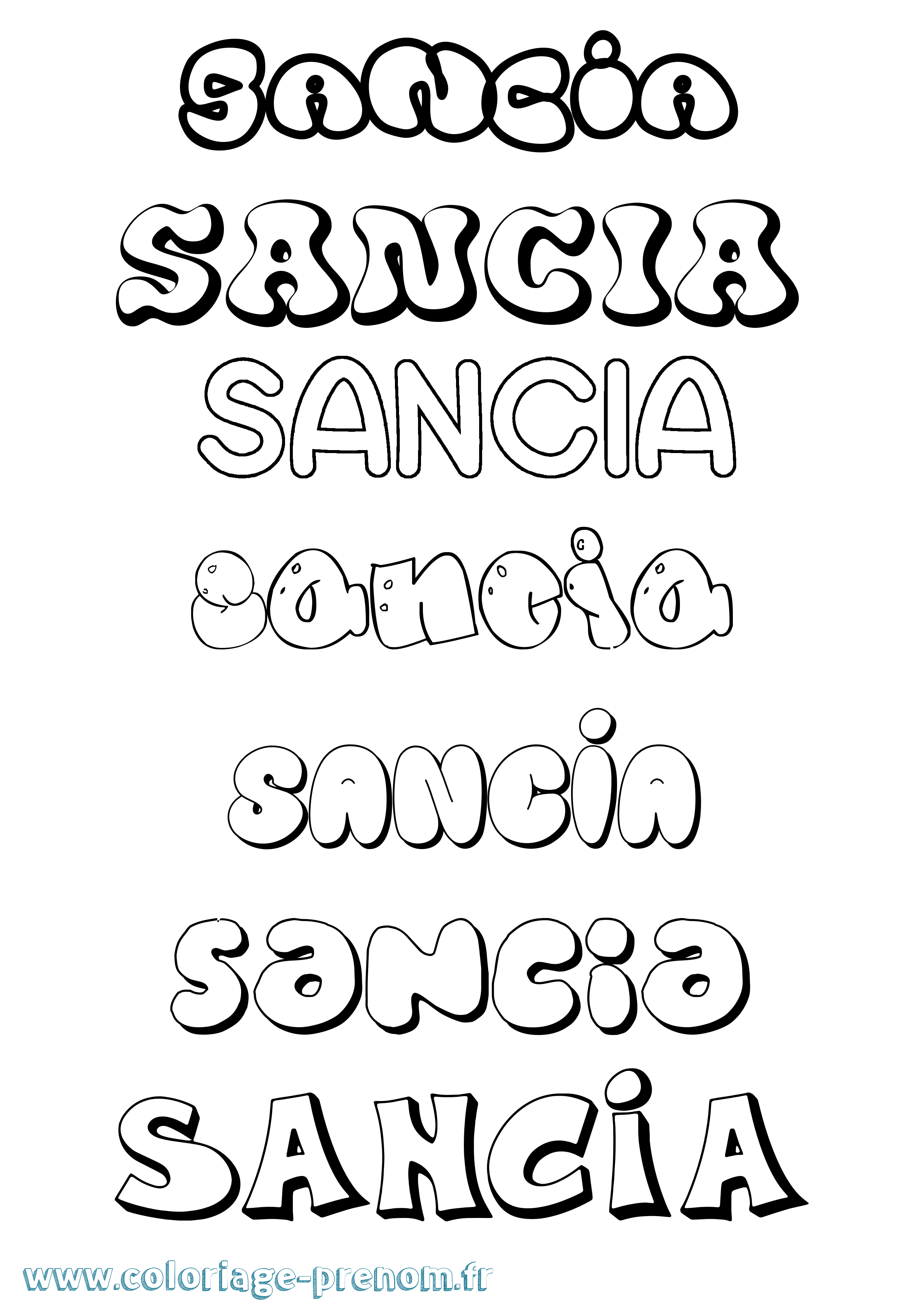 Coloriage Sancia Bubble Coloriage prénom Sancia Bubble