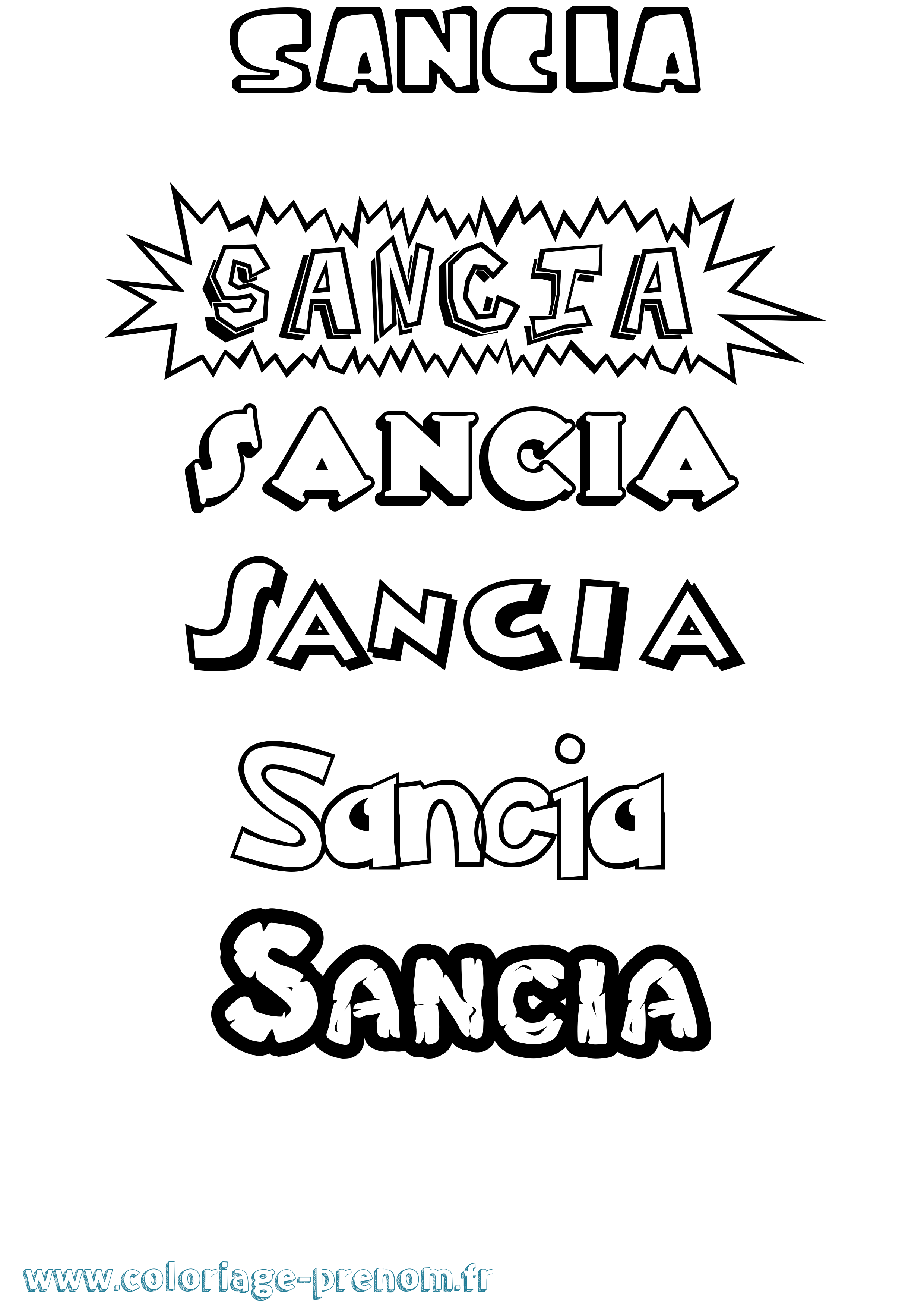 Coloriage Sancia Dessin Animé Coloriage prénom Sancia Dessin Animé