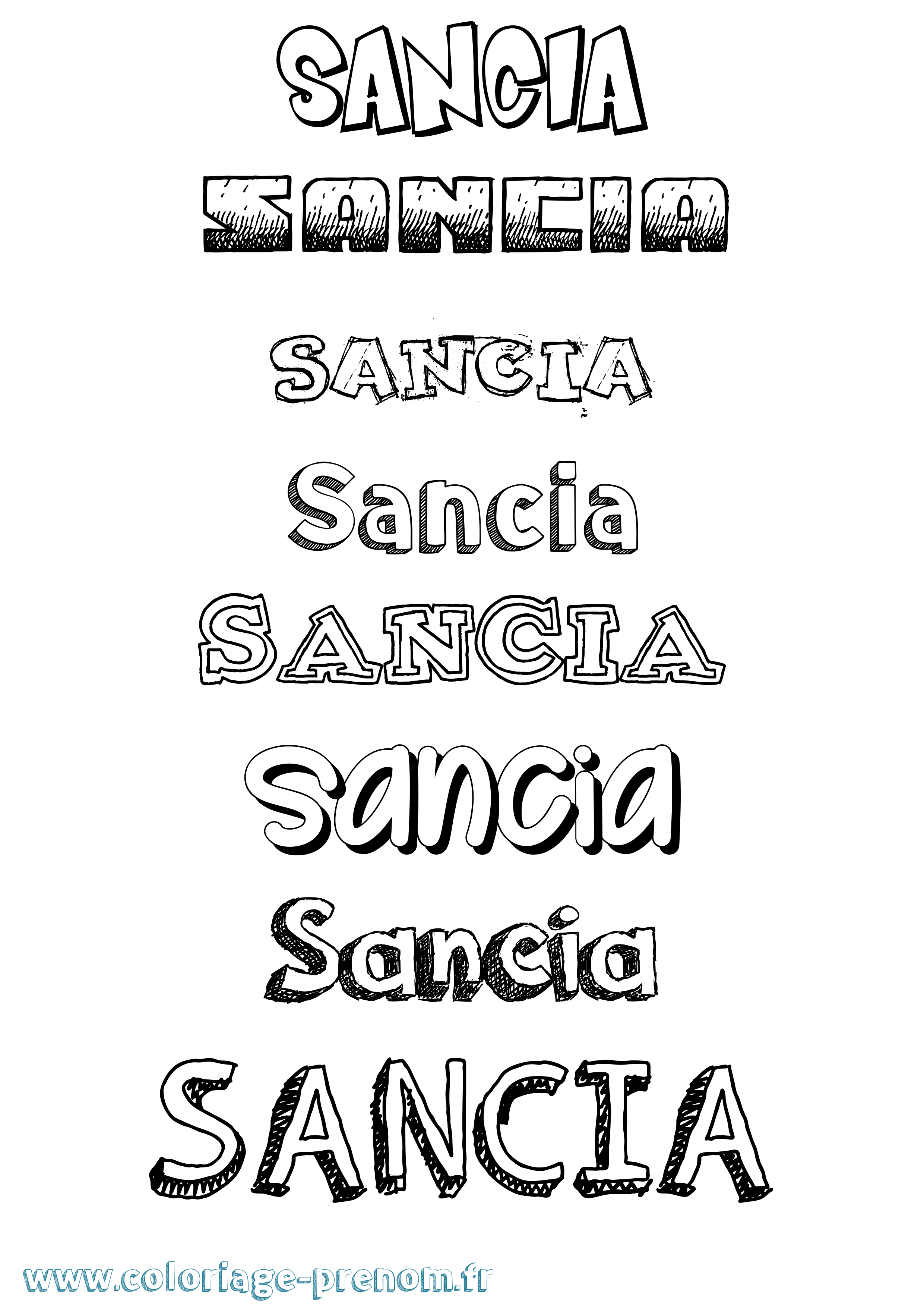 Coloriage Sancia Dessiné Coloriage prénom Sancia Dessiné