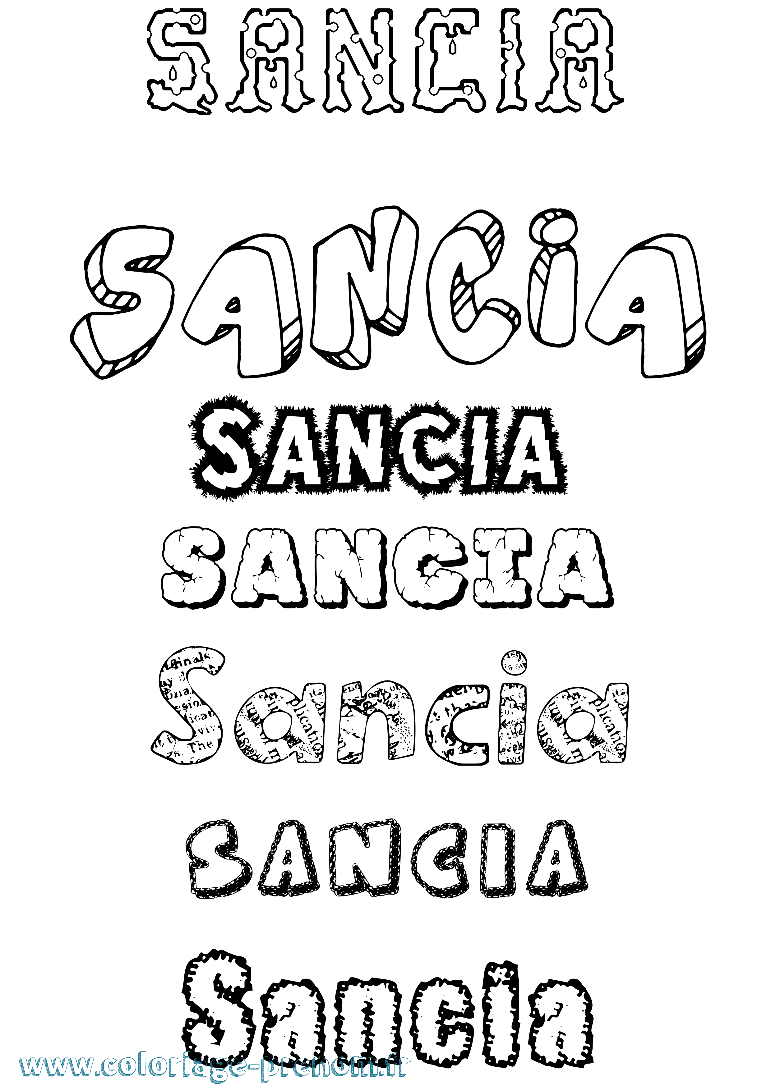 Coloriage Sancia Destructuré Coloriage prénom Sancia Destructuré