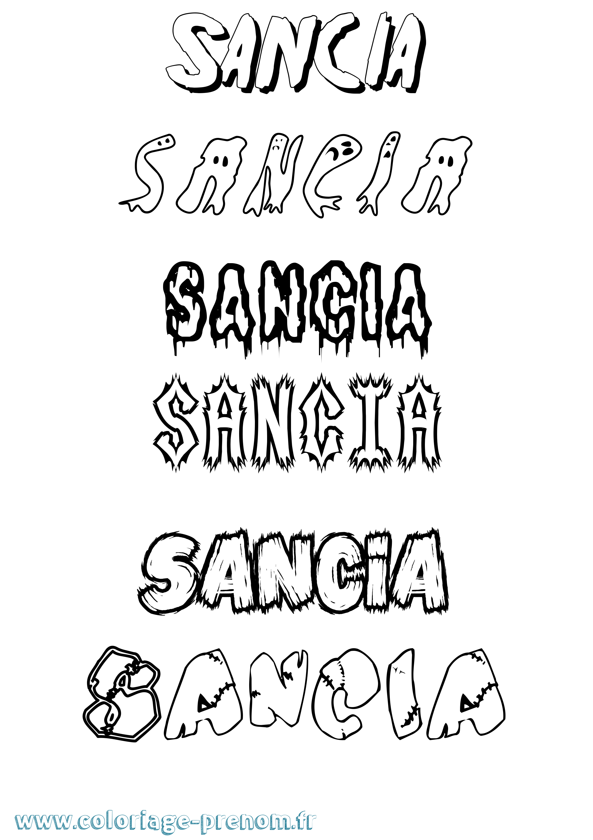 Coloriage Sancia Frisson Coloriage prénom Sancia Frisson